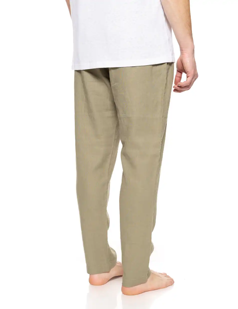 Biston fashion ανδρικό λινό παντελόνι chinos 51-241-011 DK GREEN