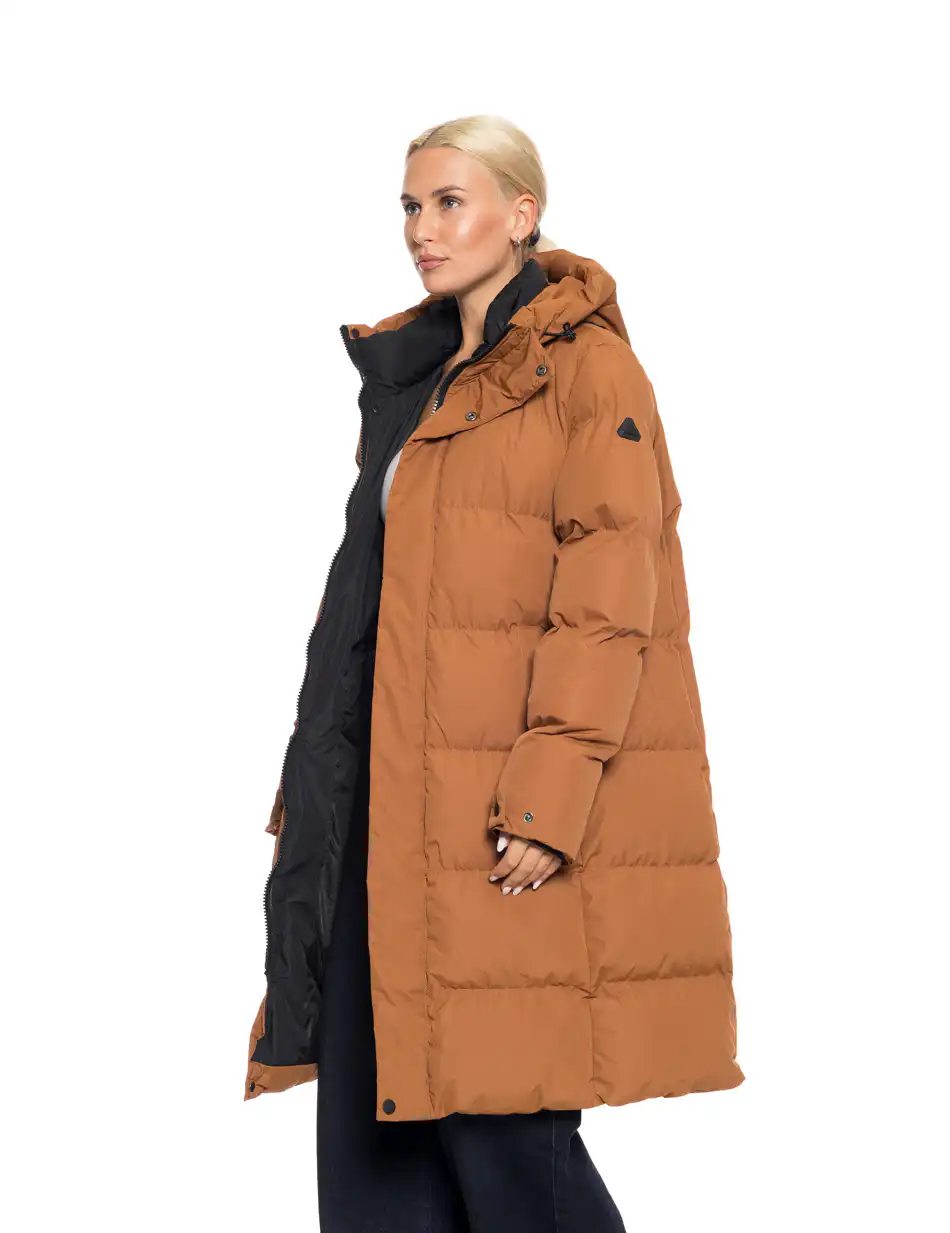 Biston fashion γυναικείο μακρύ μπουφάν με κουκούλα 52-101-001 CAMEL