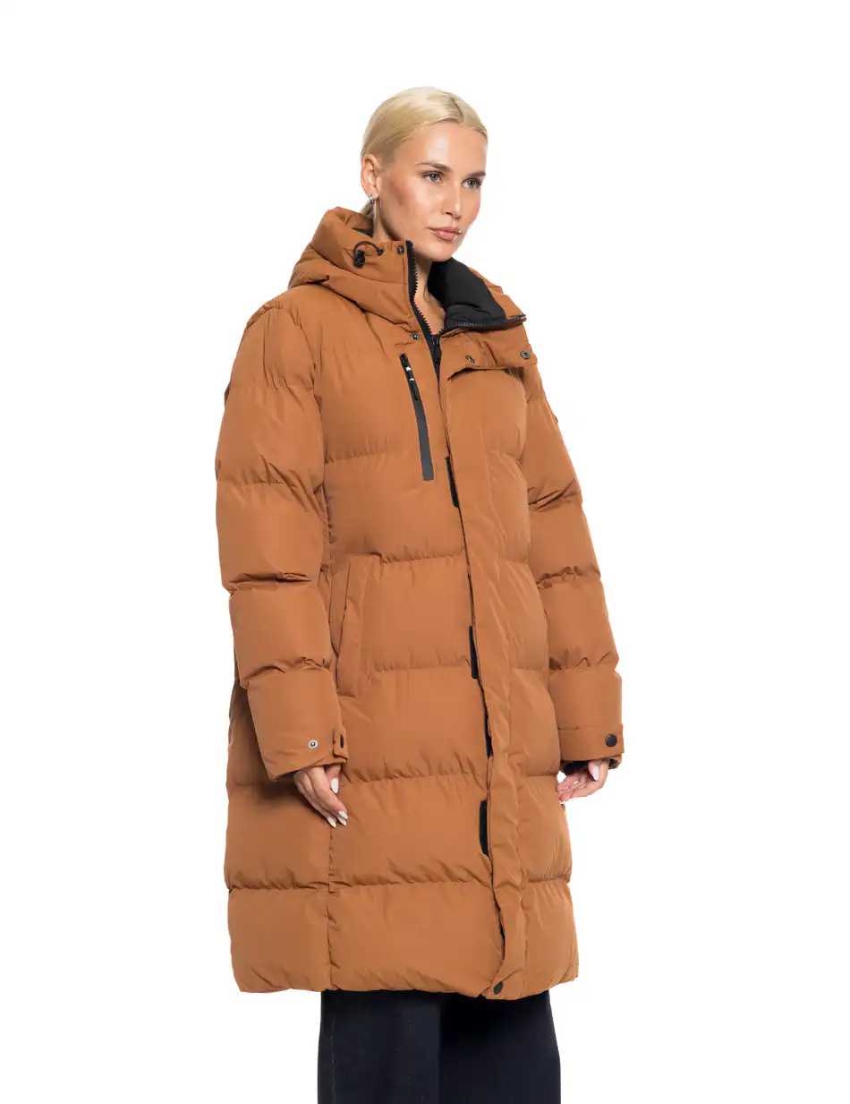 Biston fashion γυναικείο μακρύ μπουφάν με κουκούλα 52-101-001 CAMEL