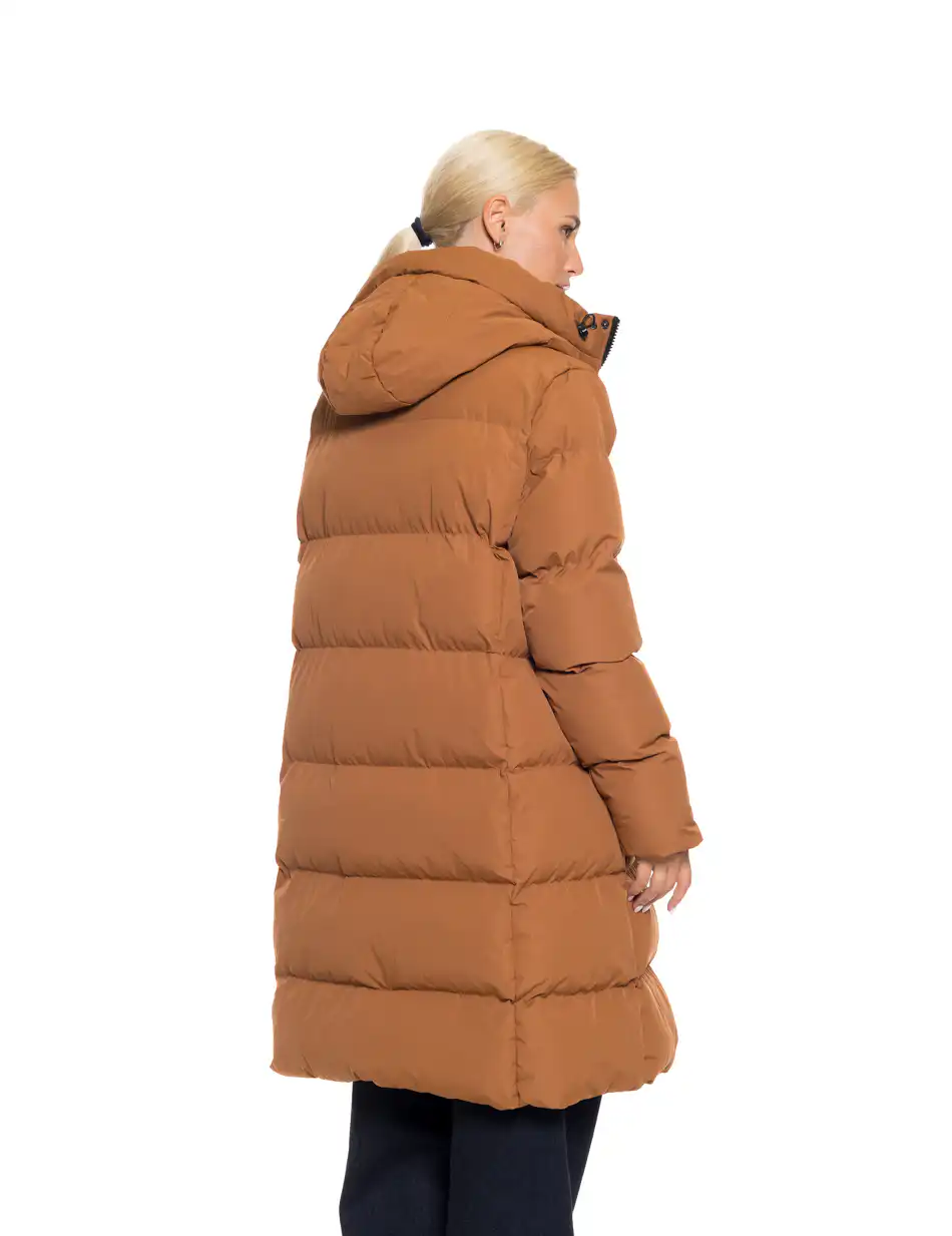 Biston fashion γυναικείο μακρύ μπουφάν με κουκούλα 52-101-001 CAMEL