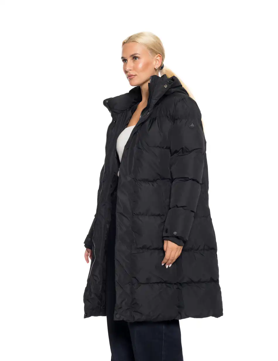 Biston fashion γυναικείο μακρύ μπουφάν με κουκούλα 52-101-001 BLACK