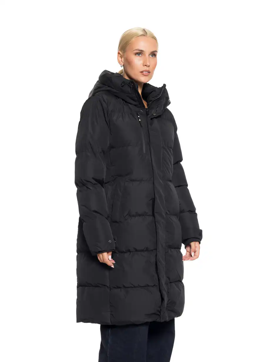 Biston fashion γυναικείο μακρύ μπουφάν με κουκούλα 52-101-001 BLACK