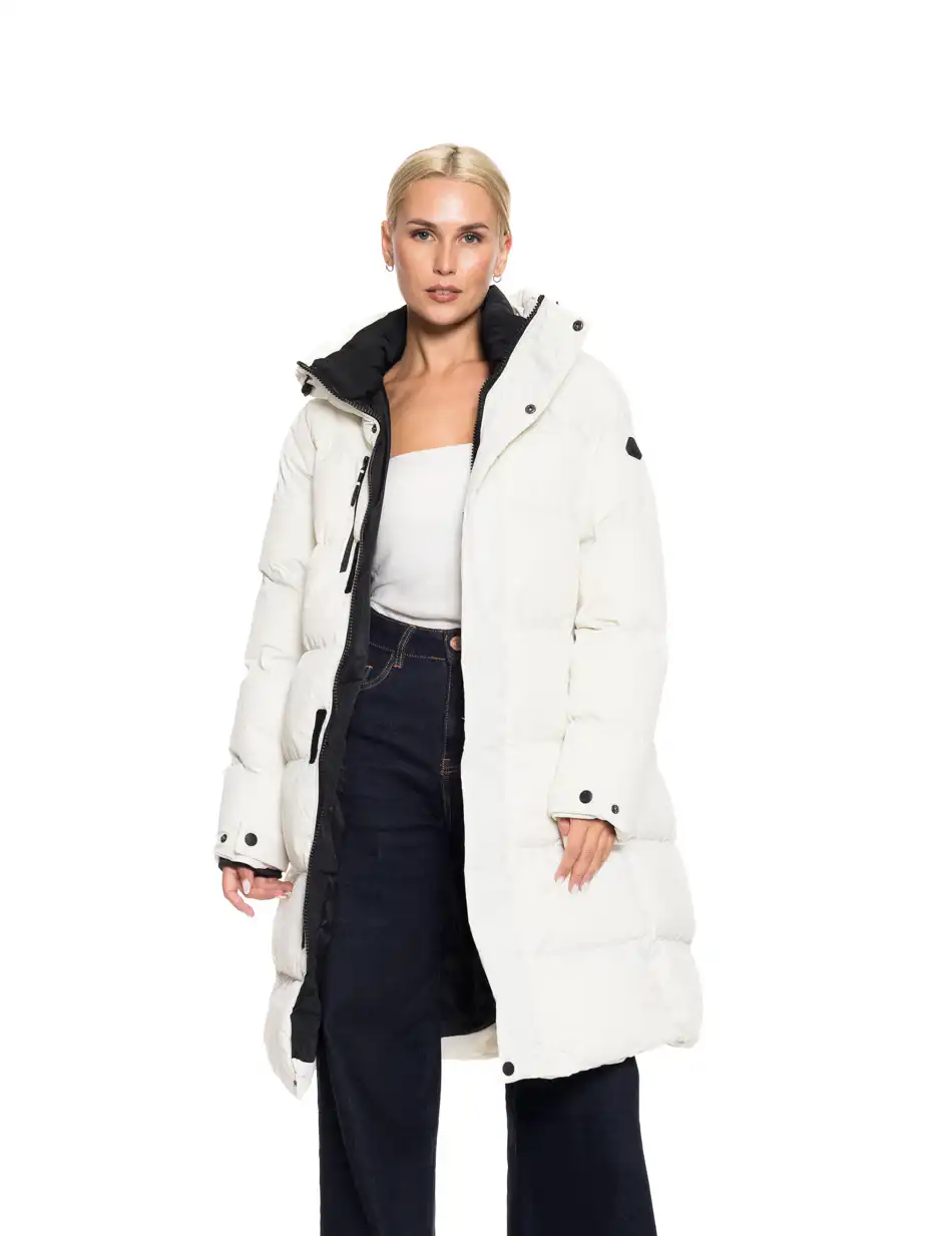 Biston fashion γυναικείο μακρύ μπουφάν με κουκούλα 52-101-001 ICE