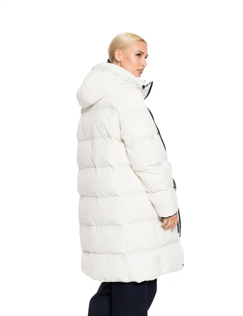 Biston fashion γυναικείο μακρύ μπουφάν με κουκούλα 52-101-001 ICE