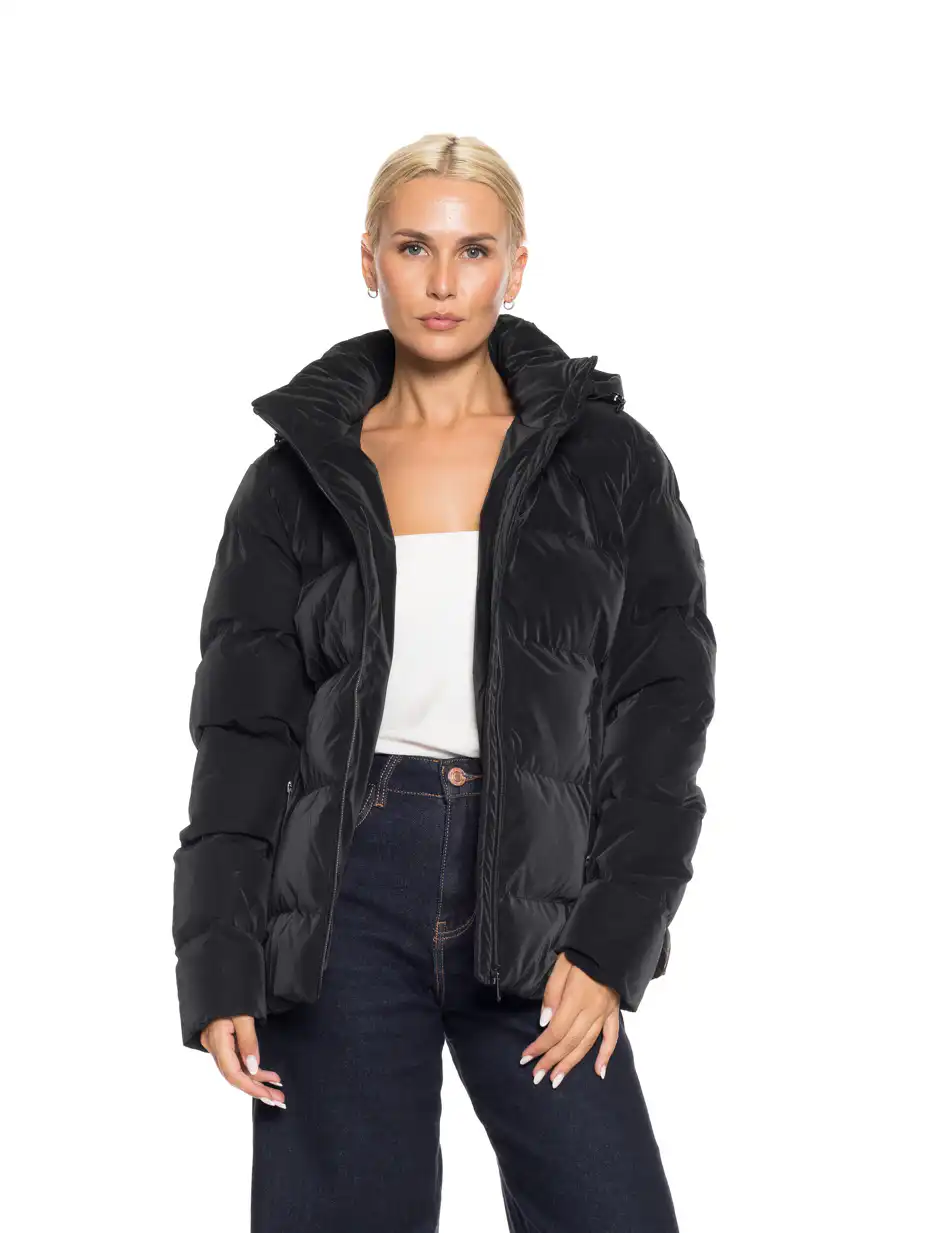 Splendid fashion γυναικείο κοντό μπουφάν με αποσπώμενη κουκούλα 52-101-002 BLACK