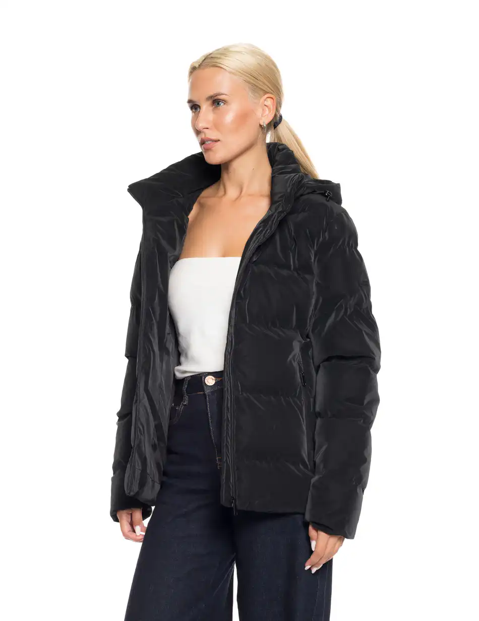 Splendid fashion γυναικείο κοντό μπουφάν με αποσπώμενη κουκούλα 52-101-002 BLACK