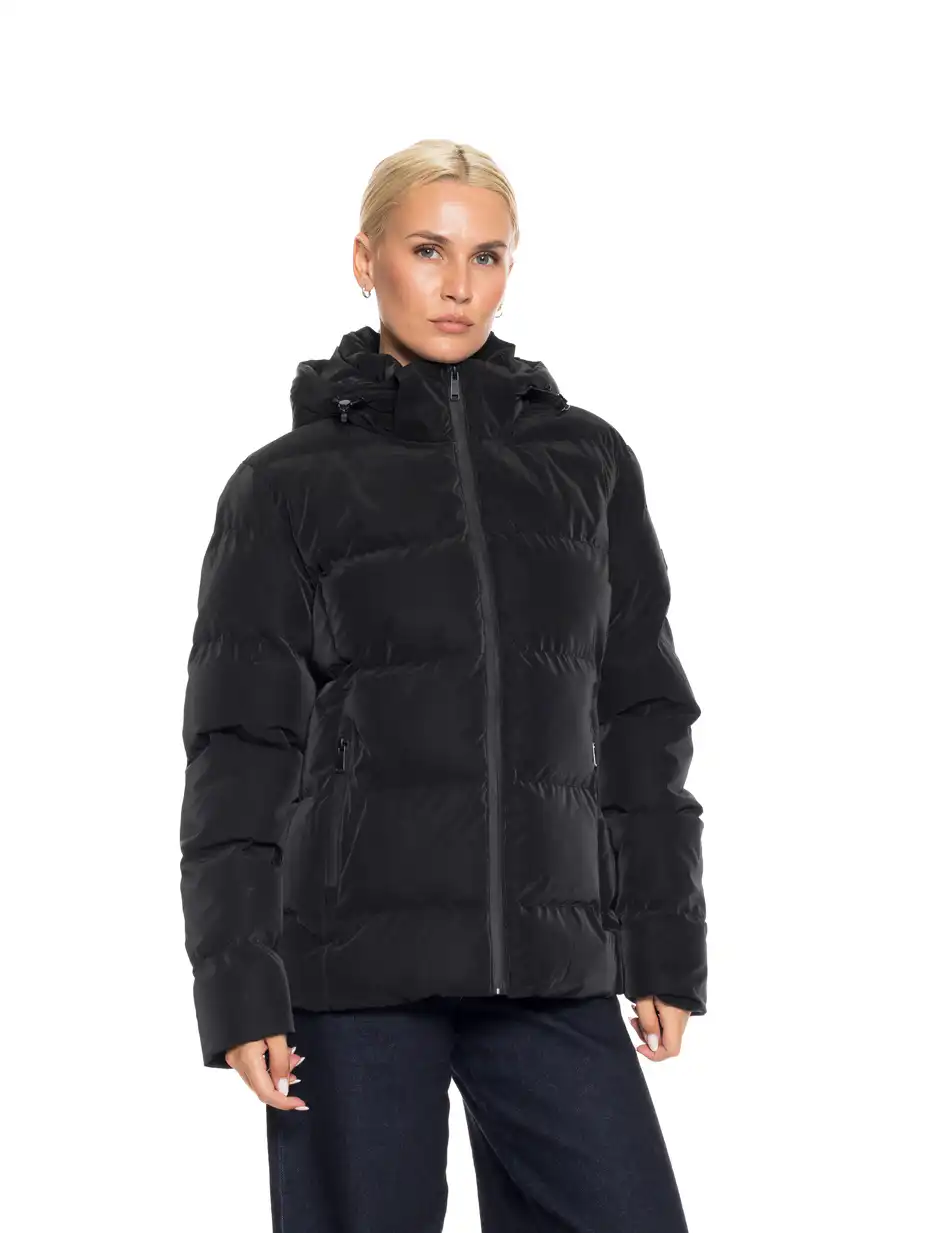 Splendid fashion γυναικείο κοντό μπουφάν με αποσπώμενη κουκούλα 52-101-002 BLACK