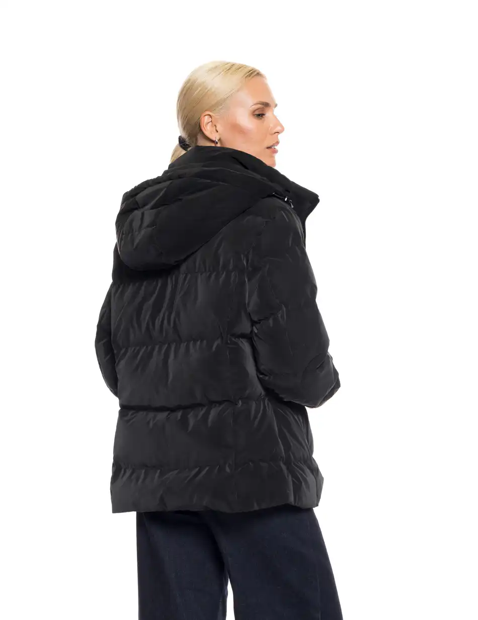 Splendid fashion γυναικείο κοντό μπουφάν με αποσπώμενη κουκούλα 52-101-002 BLACK