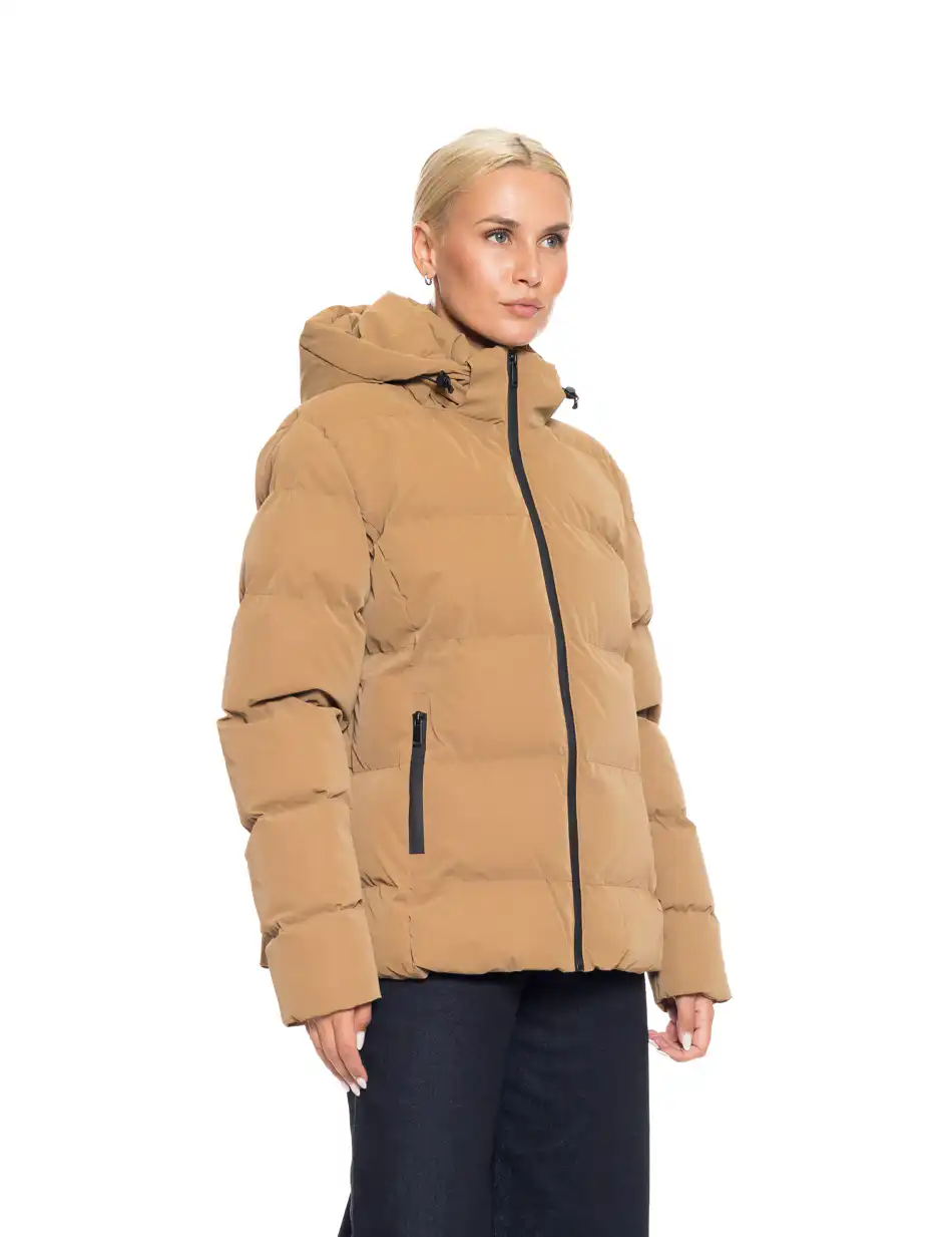 Splendid fashion γυναικείο κοντό μπουφάν με αποσπώμενη κουκούλα 52-101-002 CAMEL