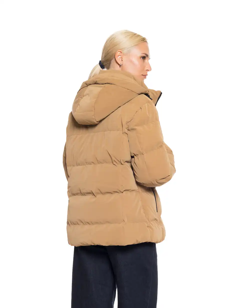 Splendid fashion γυναικείο κοντό μπουφάν με αποσπώμενη κουκούλα 52-101-002 CAMEL