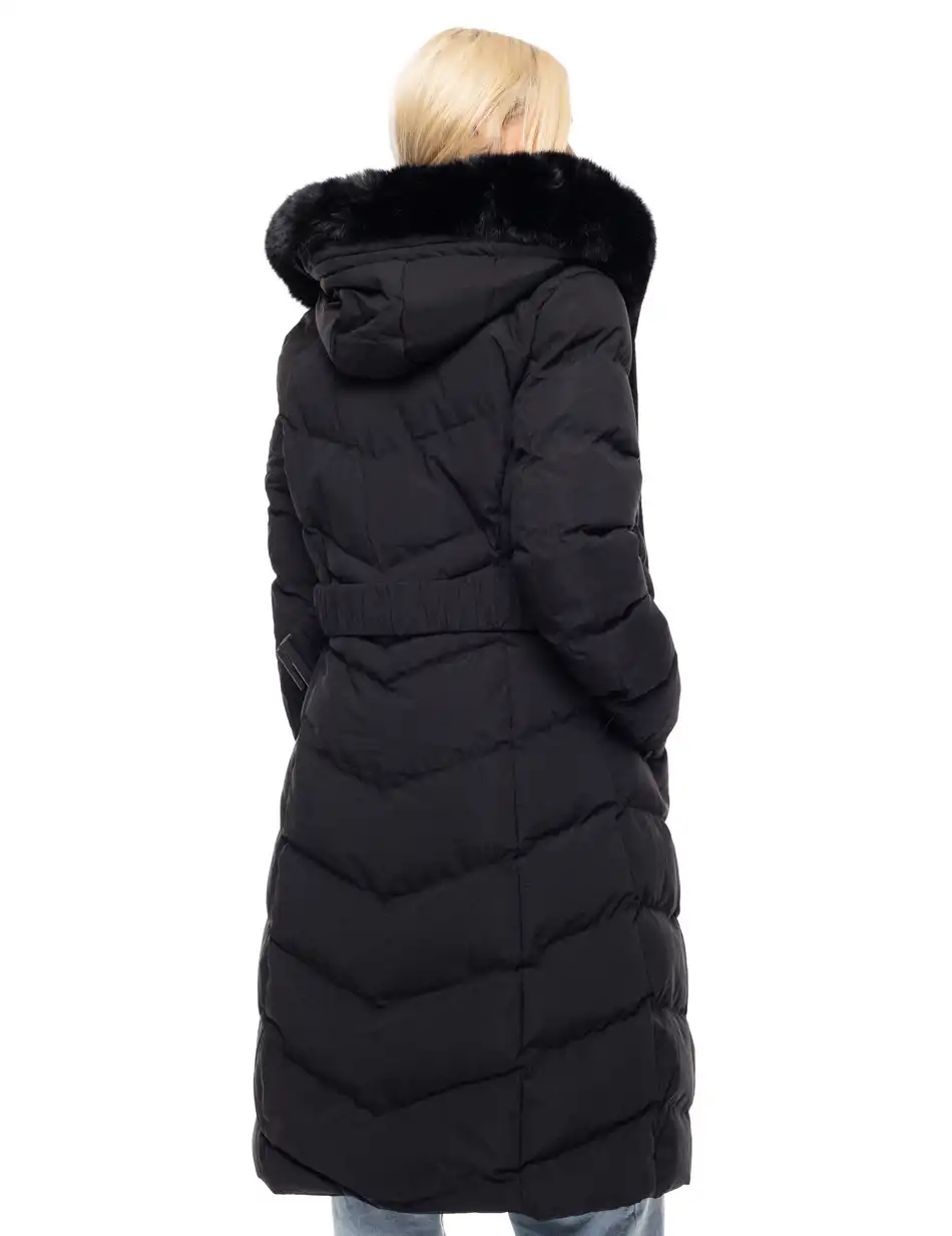 Splendid fashion γυναικείο μακρύ μπουφάν με κουκούλα 52-101-010 BLACK