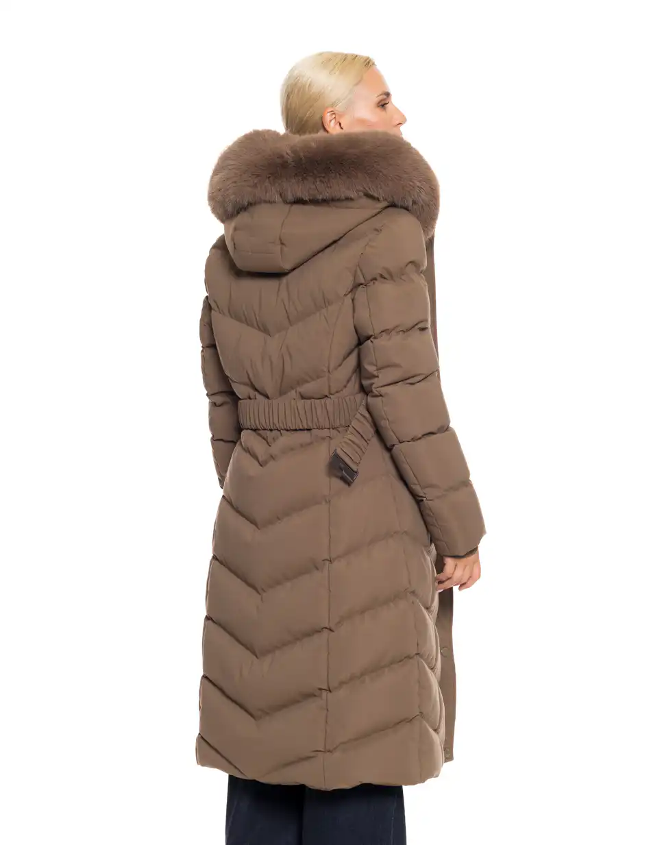 Splendid fashion γυναικείο μακρύ μπουφάν με κουκούλα 52-101-010 KHAKI