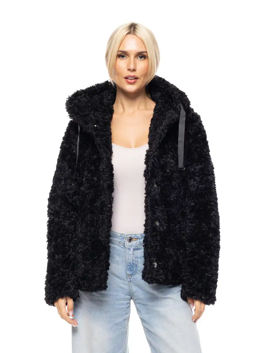 Splendid fashion γυναικείο κοντό λούτρινο πανωφόρι 52-101-013 BLACK