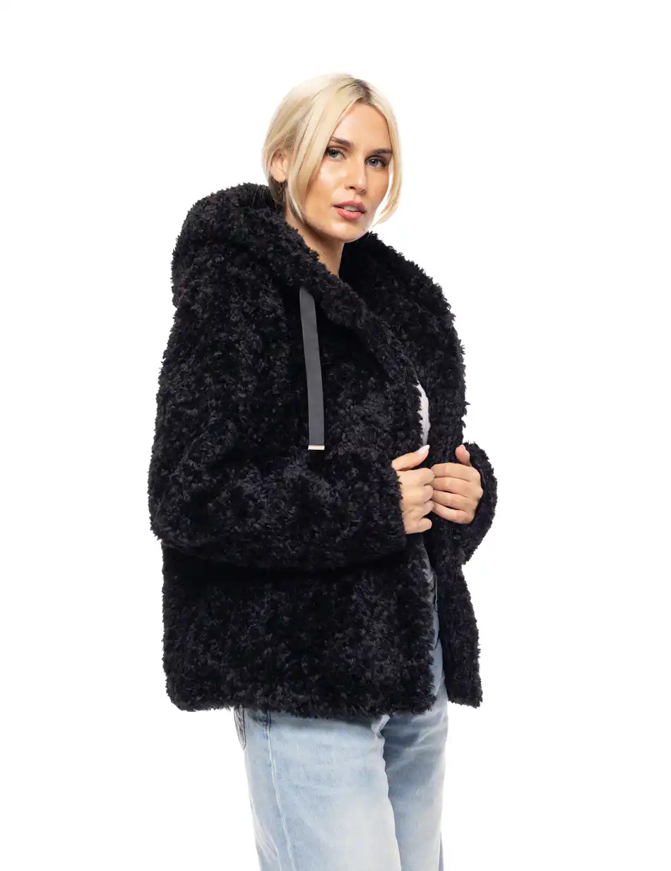 Splendid fashion γυναικείο κοντό λούτρινο πανωφόρι 52-101-013 BLACK