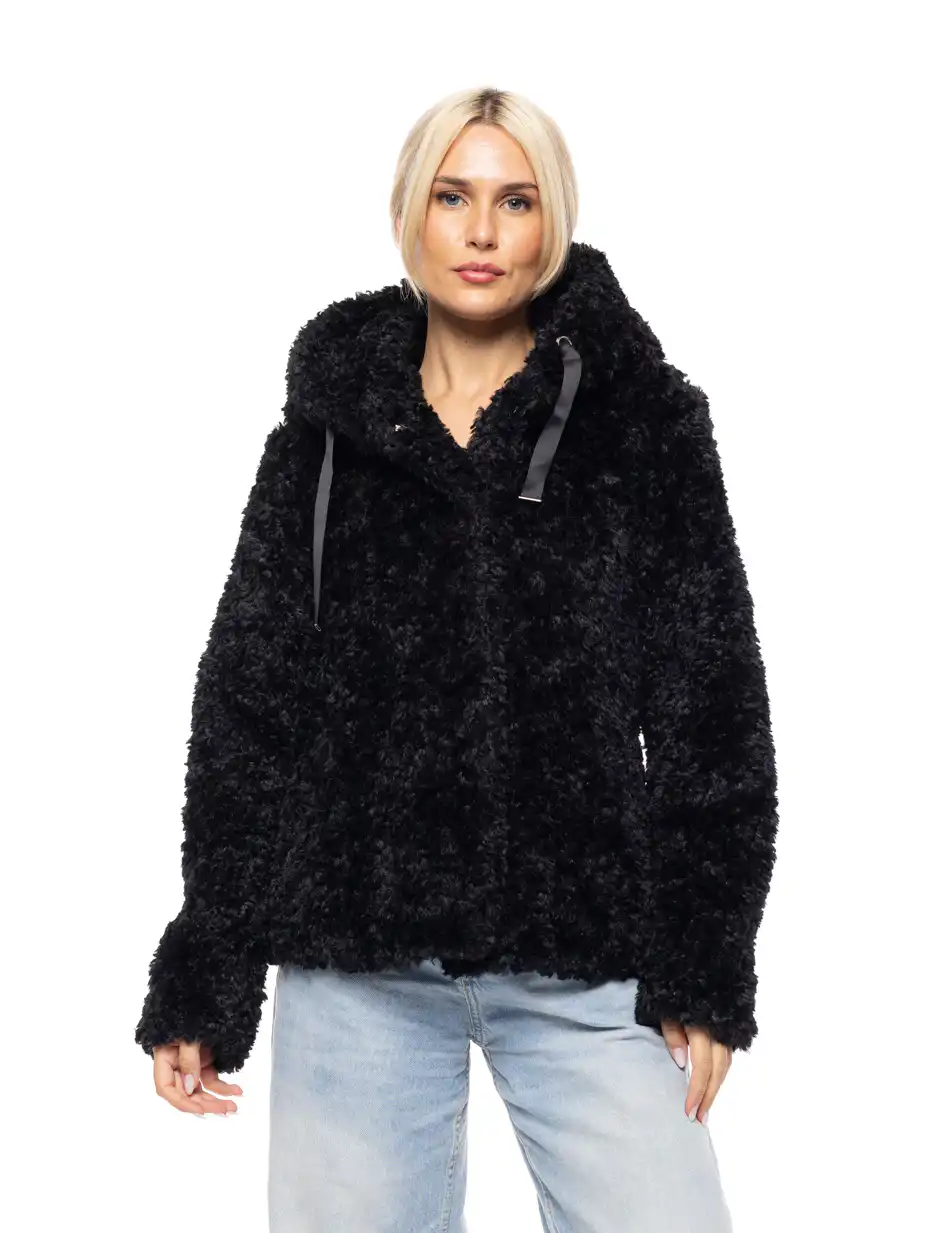 Splendid fashion γυναικείο κοντό λούτρινο πανωφόρι 52-101-013 BLACK