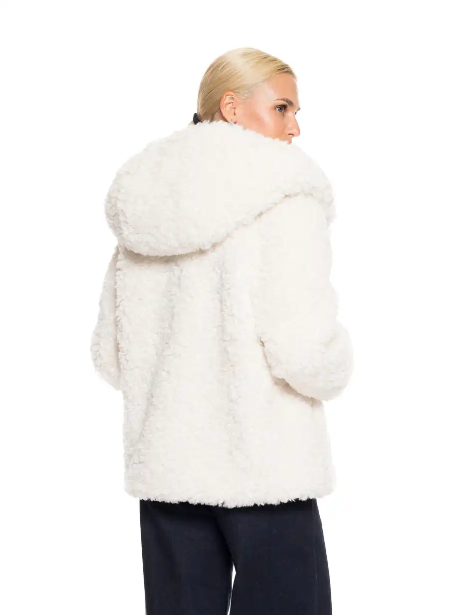 Splendid fashion γυναικείο κοντό λούτρινο πανωφόρι 52-101-013 OFF WHITE