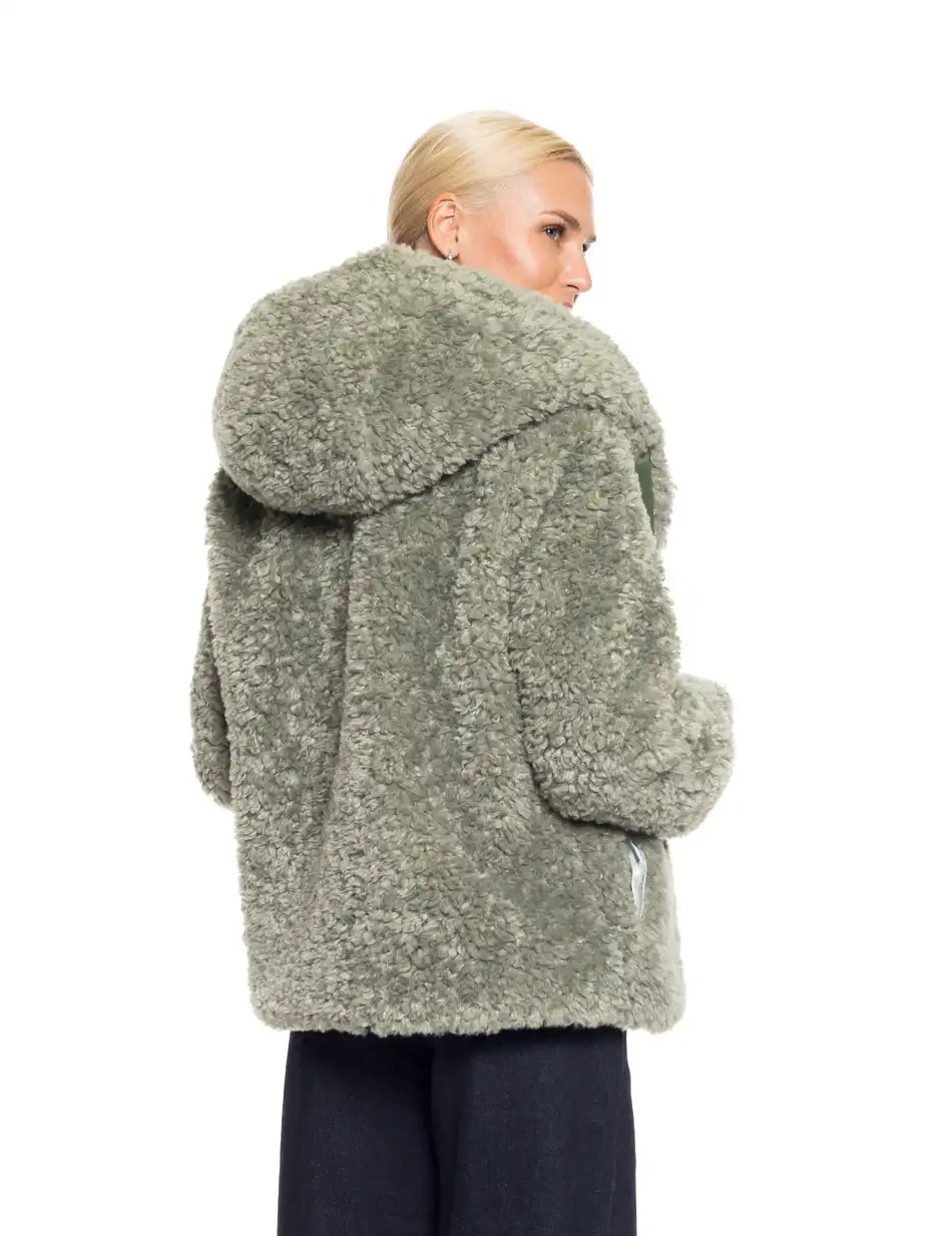 Splendid fashion γυναικείο κοντό λούτρινο πανωφόρι 52-101-013 GREEN