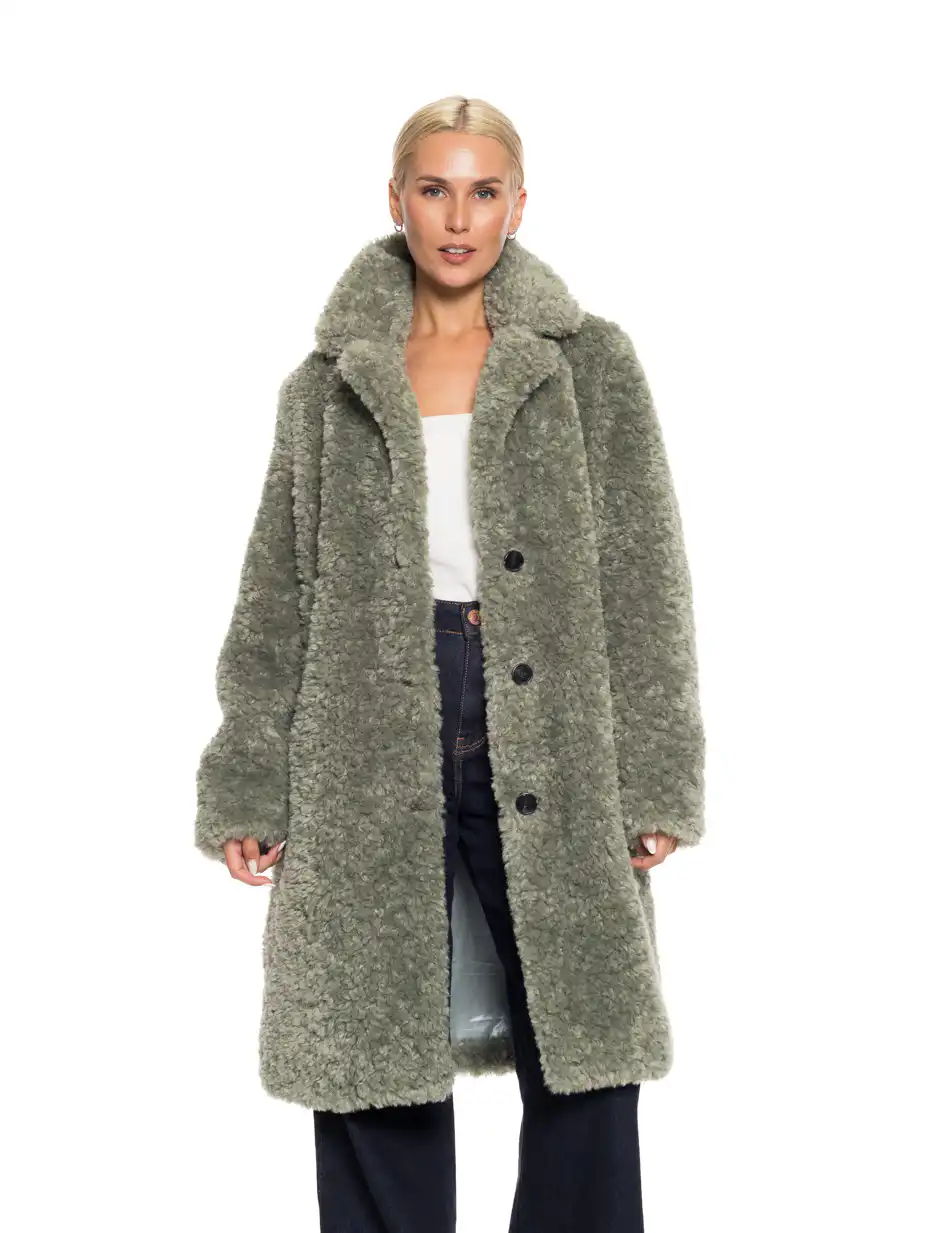 Biston fashion γυναικείο λούτρινο πανωφόρι 52-101-017 GREEN