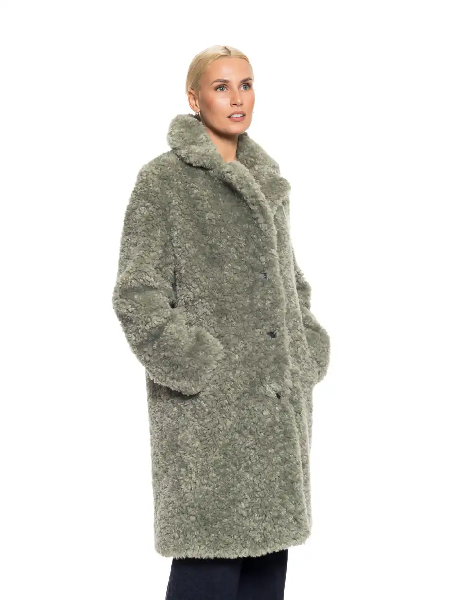 Biston fashion γυναικείο λούτρινο πανωφόρι 52-101-017 GREEN