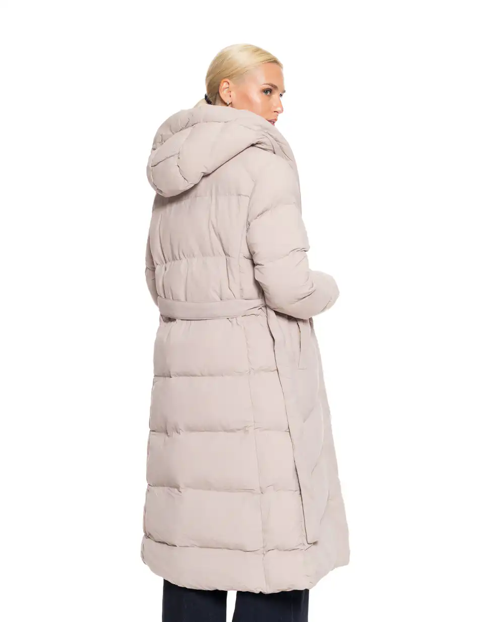 Biston fashion γυναικείο μακρύ μπουφάν με ενσωματωμένη κουκούλα 52-101-019 BEIGE