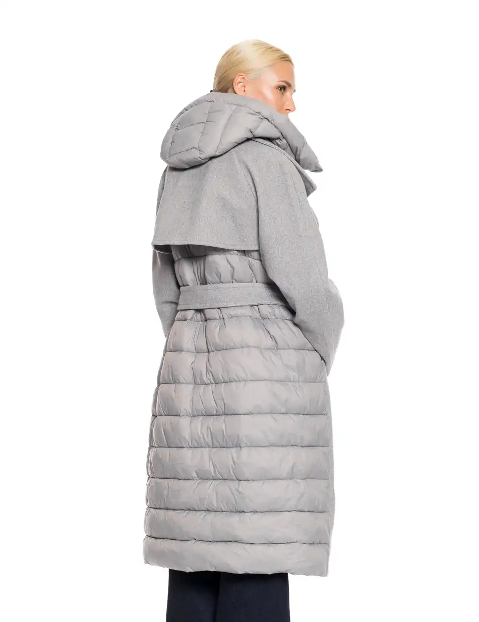 Splendid fashion γυναικείο μακρύ μάλλινο πανωφόρι με κουκούλα 52-101-028 GREY