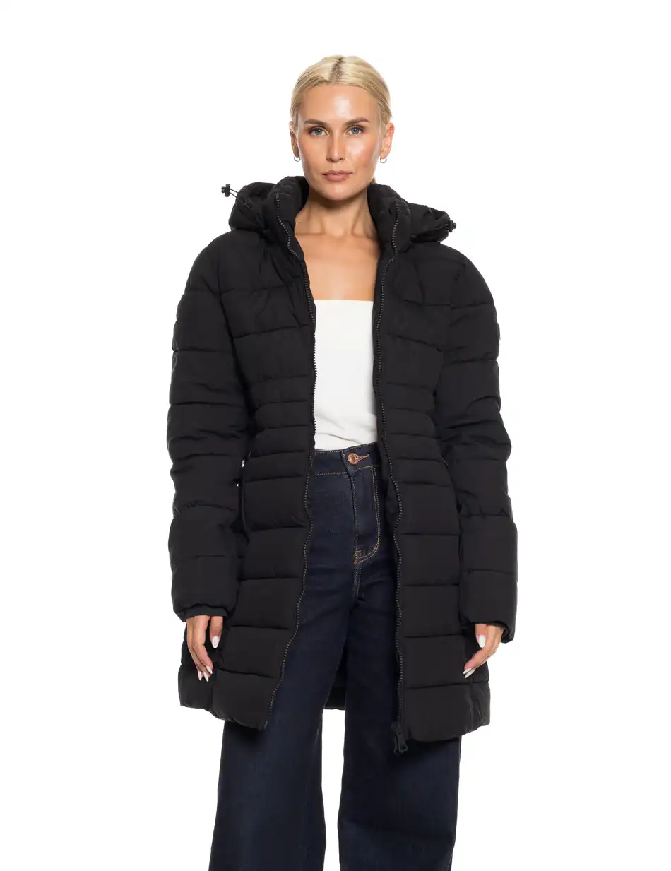 Splendid Fashion γυναικείο ντεμί μπουφάν με αποσπώμενη κουκούλα 52-101-036 BLACK