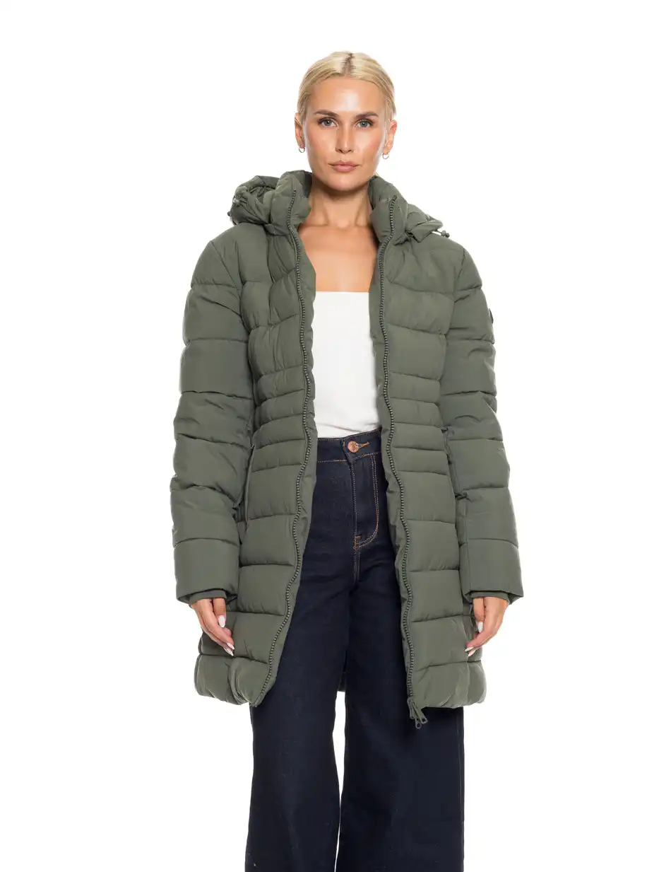 Splendid Fashion γυναικείο ντεμί μπουφάν με αποσπώμενη κουκούλα 52-101-036 GREEN