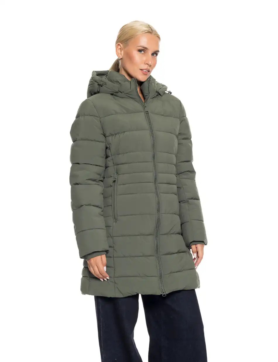 Splendid Fashion γυναικείο ντεμί μπουφάν με αποσπώμενη κουκούλα 52-101-036 GREEN