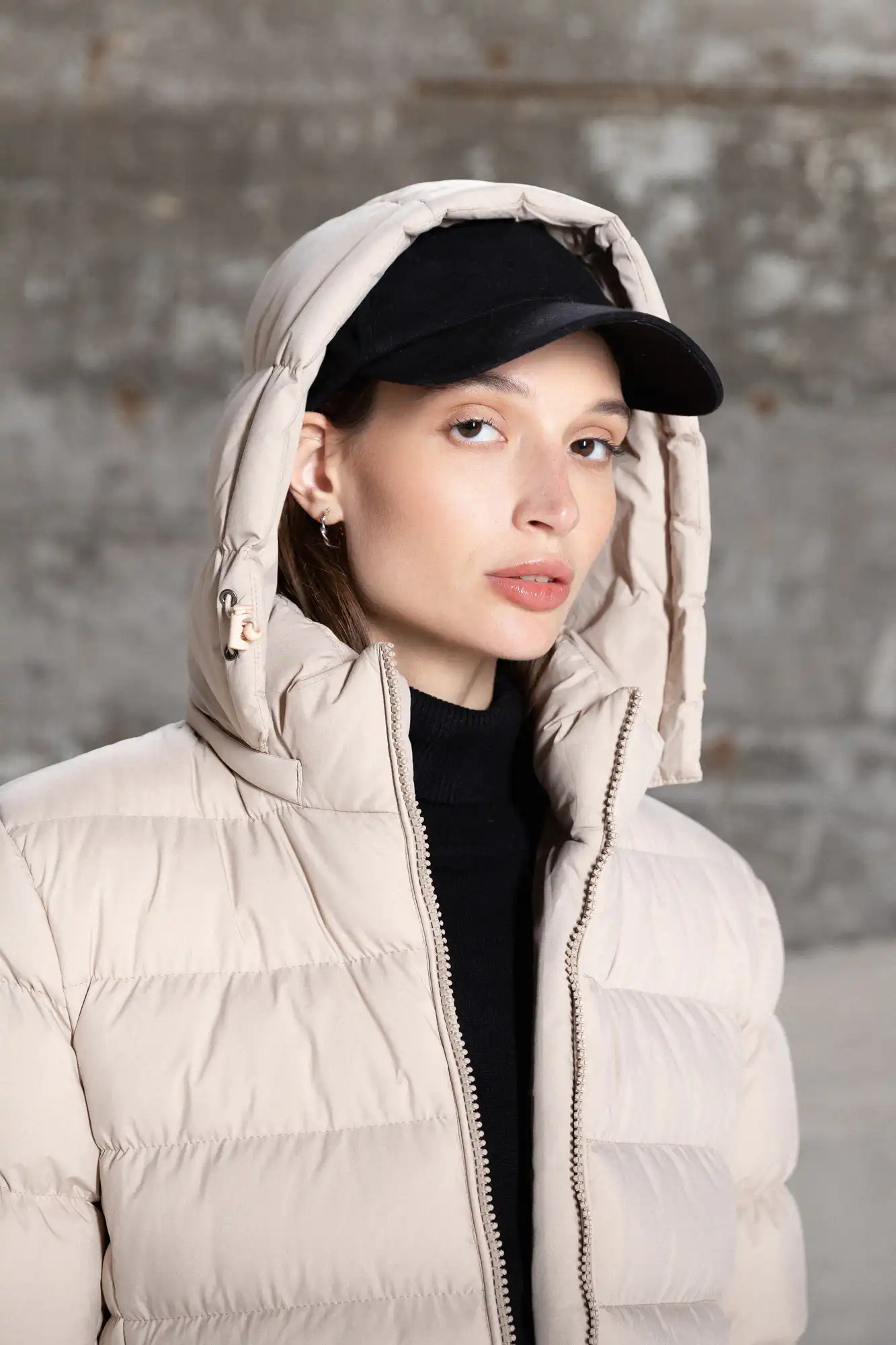 Splendid Fashion γυναικείο ντεμί μπουφάν με αποσπώμενη κουκούλα 52-101-036 BEIGE