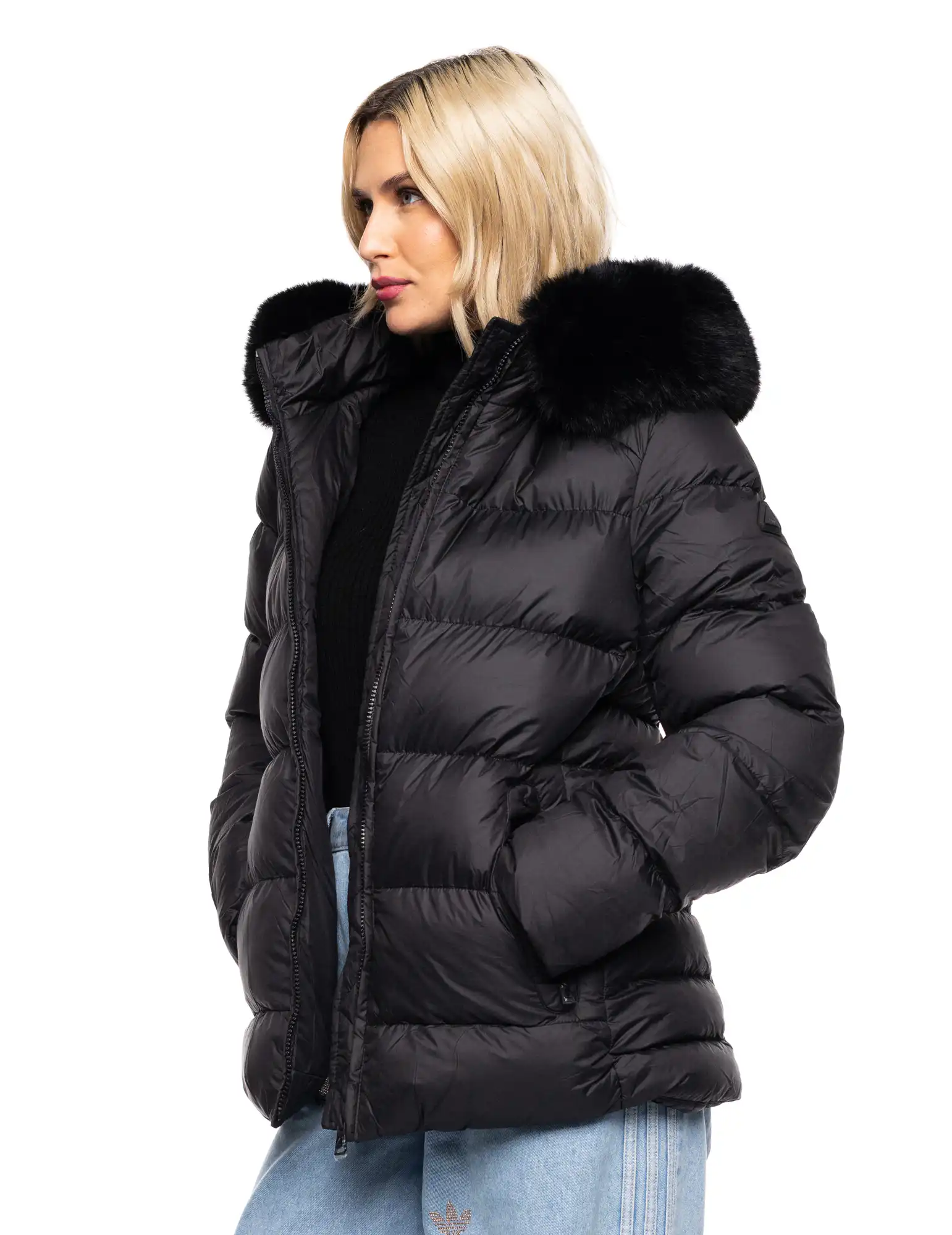 Splendid fashion γυναικείο κοντό μπουφάν με κουκούλα 52-101-043 BLACK