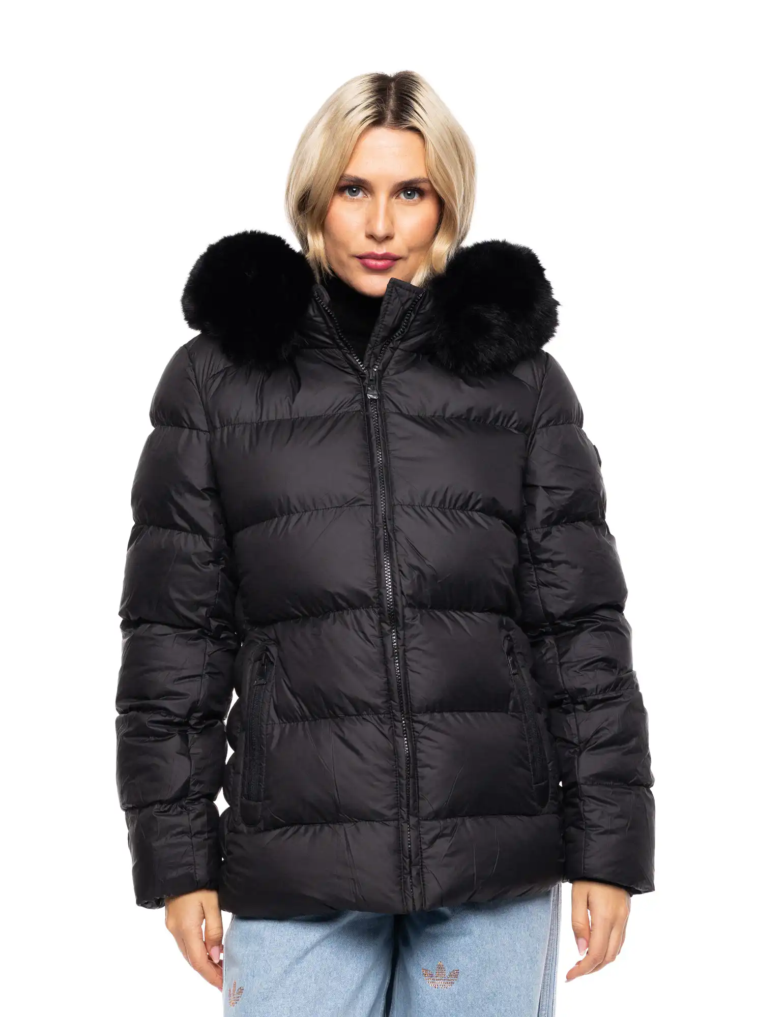 Splendid fashion γυναικείο κοντό μπουφάν με κουκούλα 52-101-043 BLACK