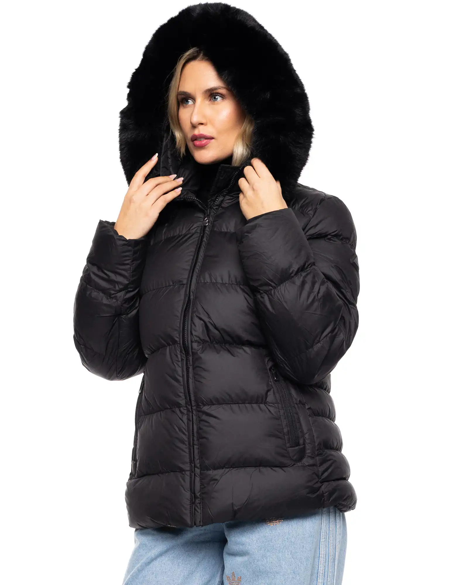 Splendid fashion γυναικείο κοντό μπουφάν με κουκούλα 52-101-043 BLACK