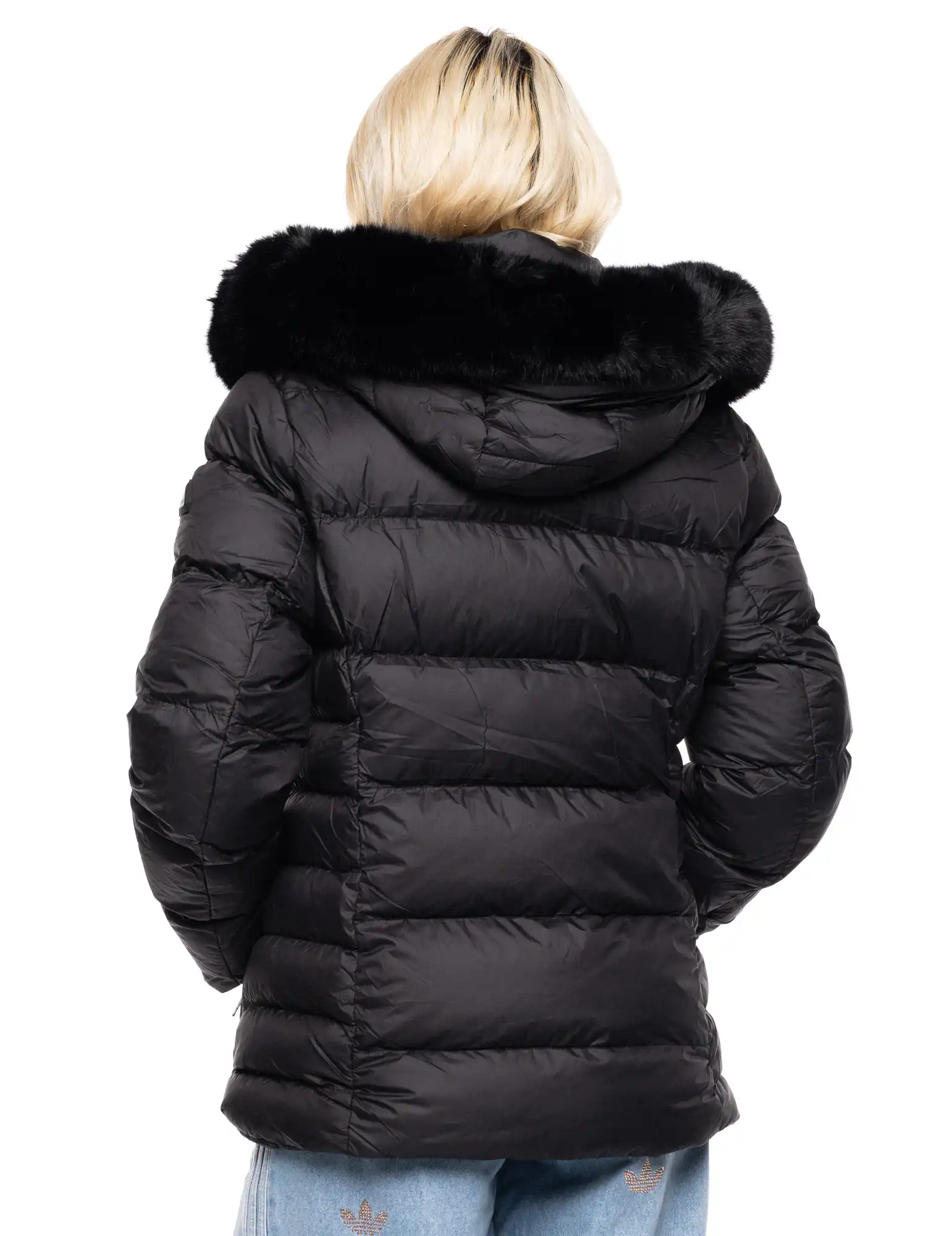 Splendid fashion γυναικείο κοντό μπουφάν με κουκούλα 52-101-043 BLACK