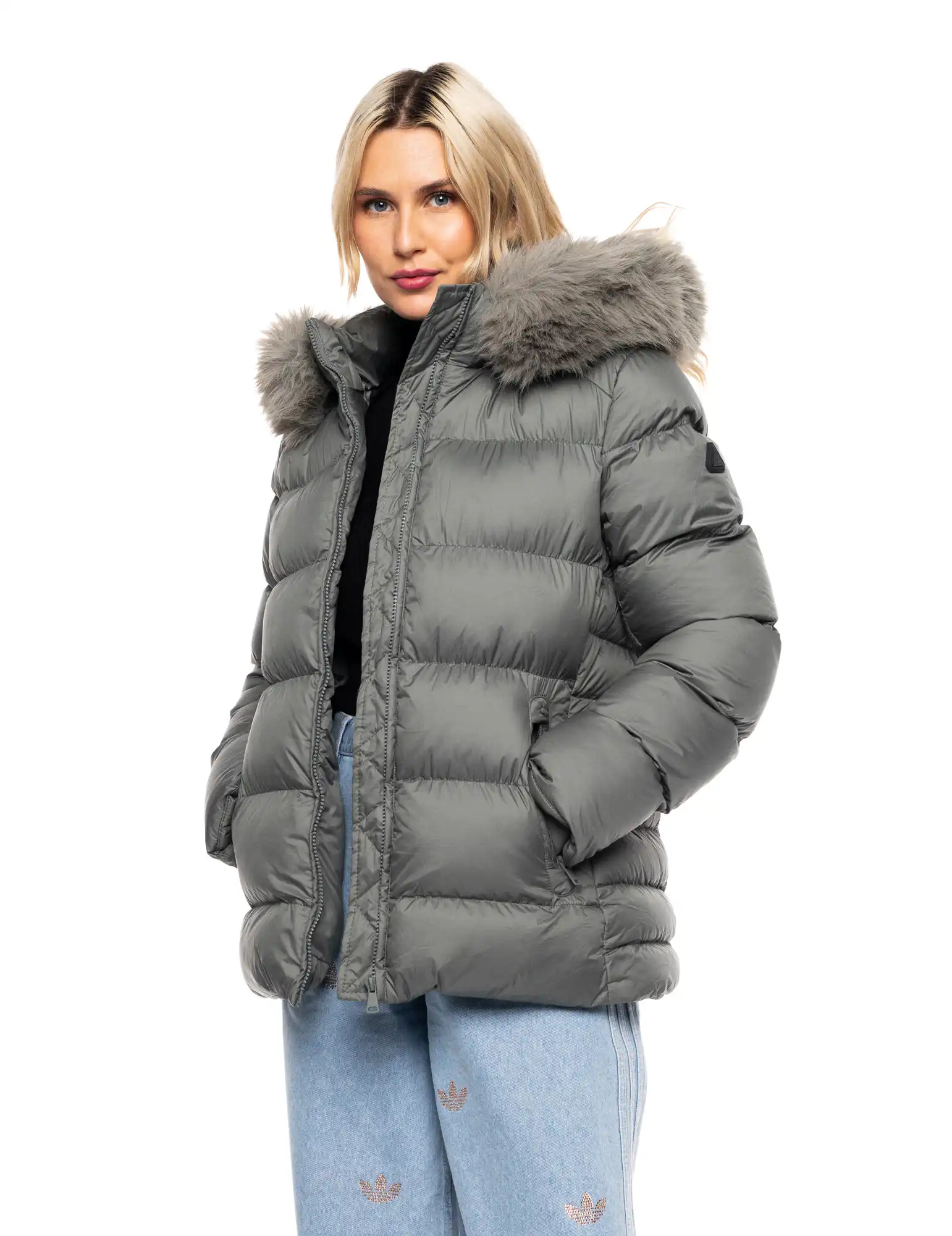 Splendid fashion γυναικείο κοντό μπουφάν με κουκούλα 52-101-043 GREEN