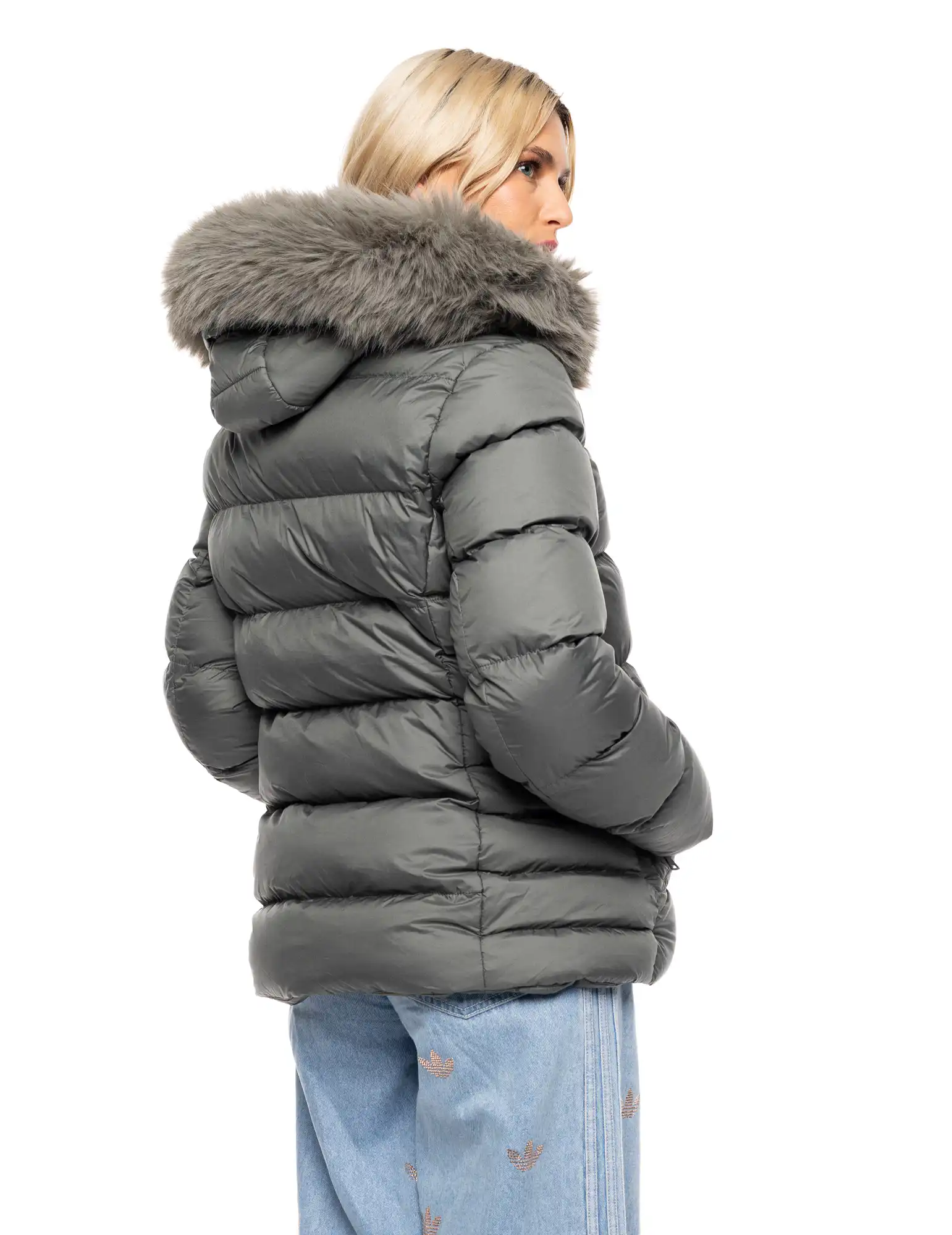 Splendid fashion γυναικείο κοντό μπουφάν με κουκούλα 52-101-043 GREEN