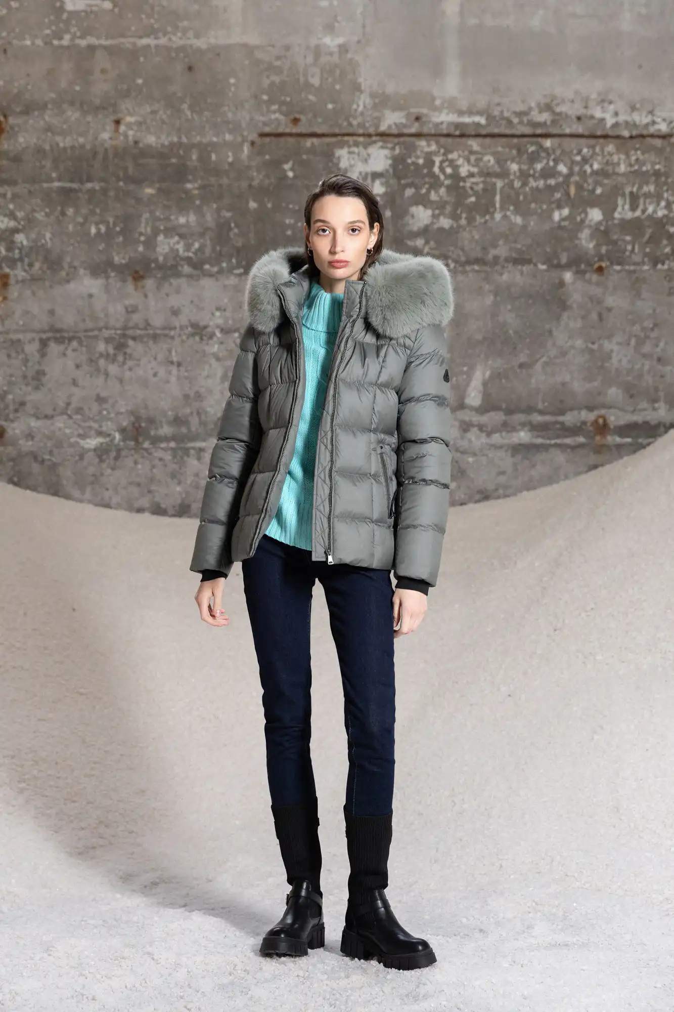 Splendid fashion γυναικείο κοντό μπουφάν με κουκούλα 52-101-043 GREEN