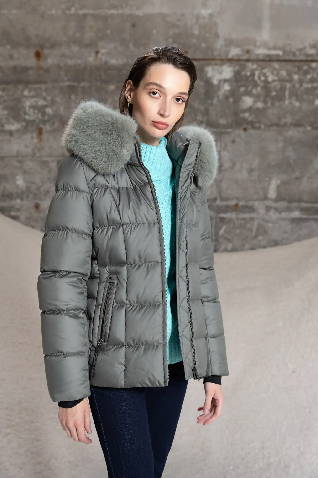 Splendid fashion γυναικείο κοντό μπουφάν με κουκούλα 52-101-043 GREEN