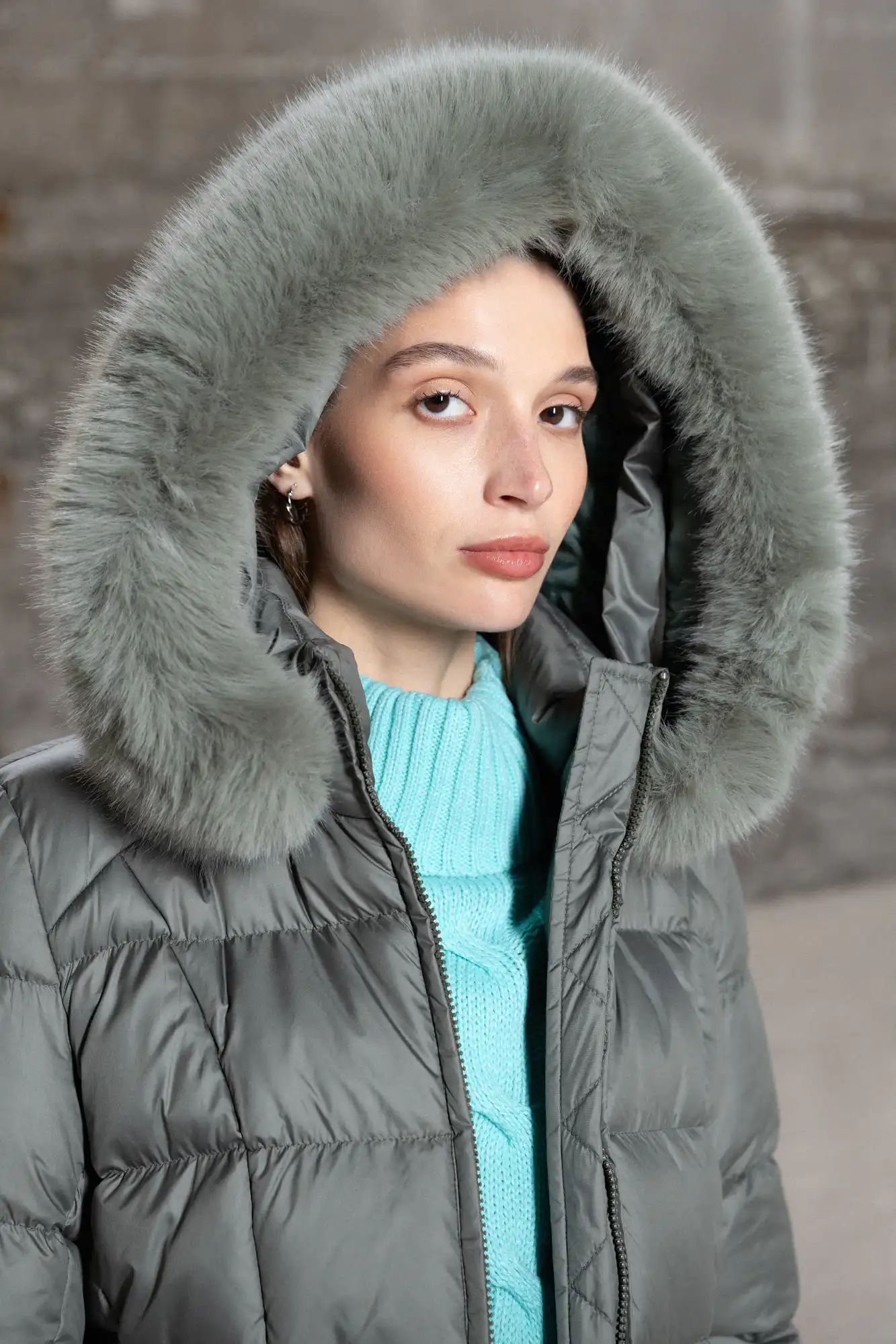 Splendid fashion γυναικείο κοντό μπουφάν με κουκούλα 52-101-043 GREEN