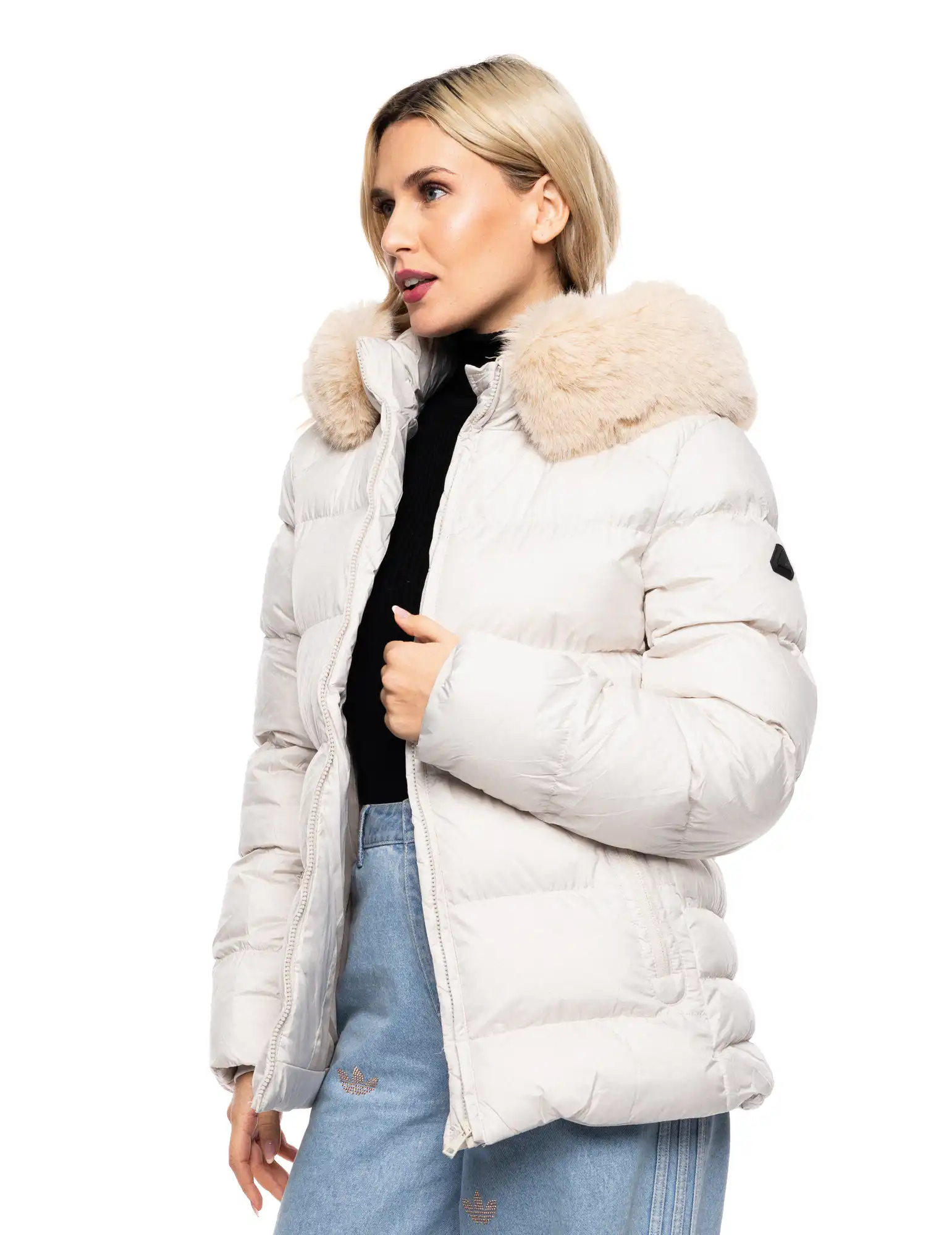 Splendid fashion γυναικείο κοντό μπουφάν με κουκούλα 52-101-043 BEIGE