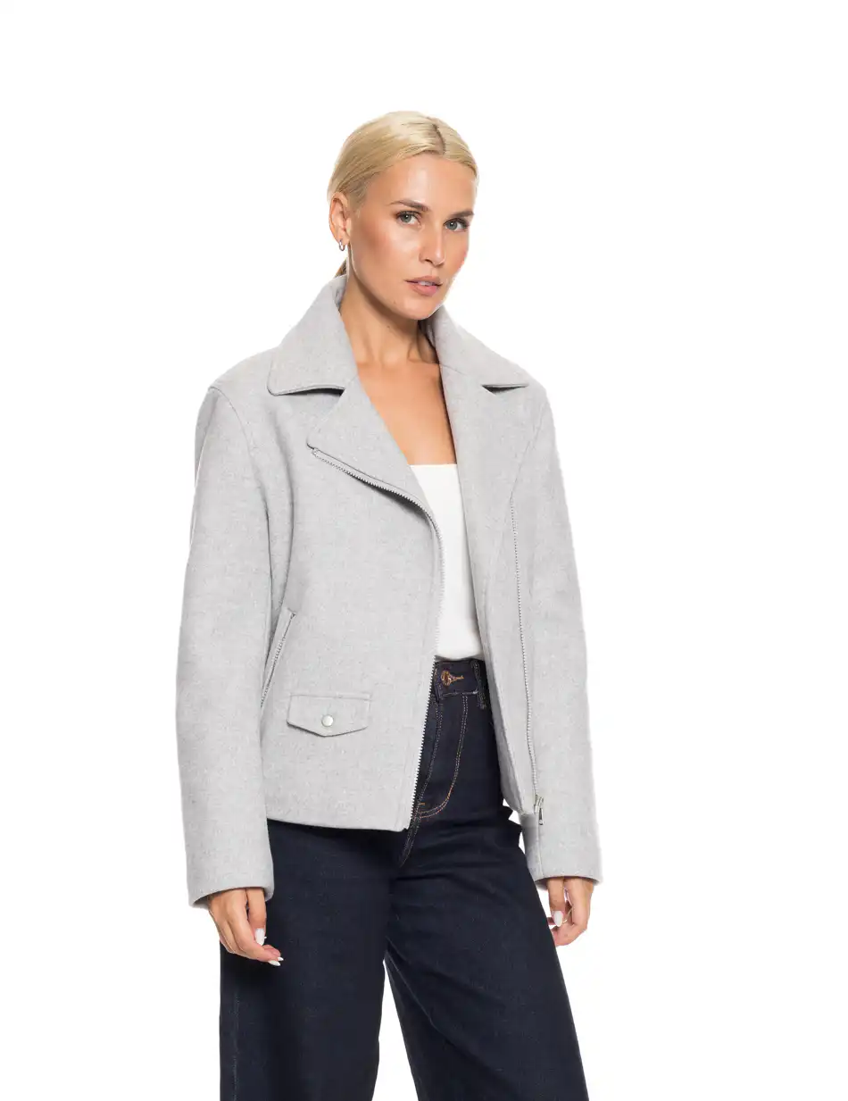 Biston fashion γυναικείο κοντό παλτό 52-101-046 LT GREY