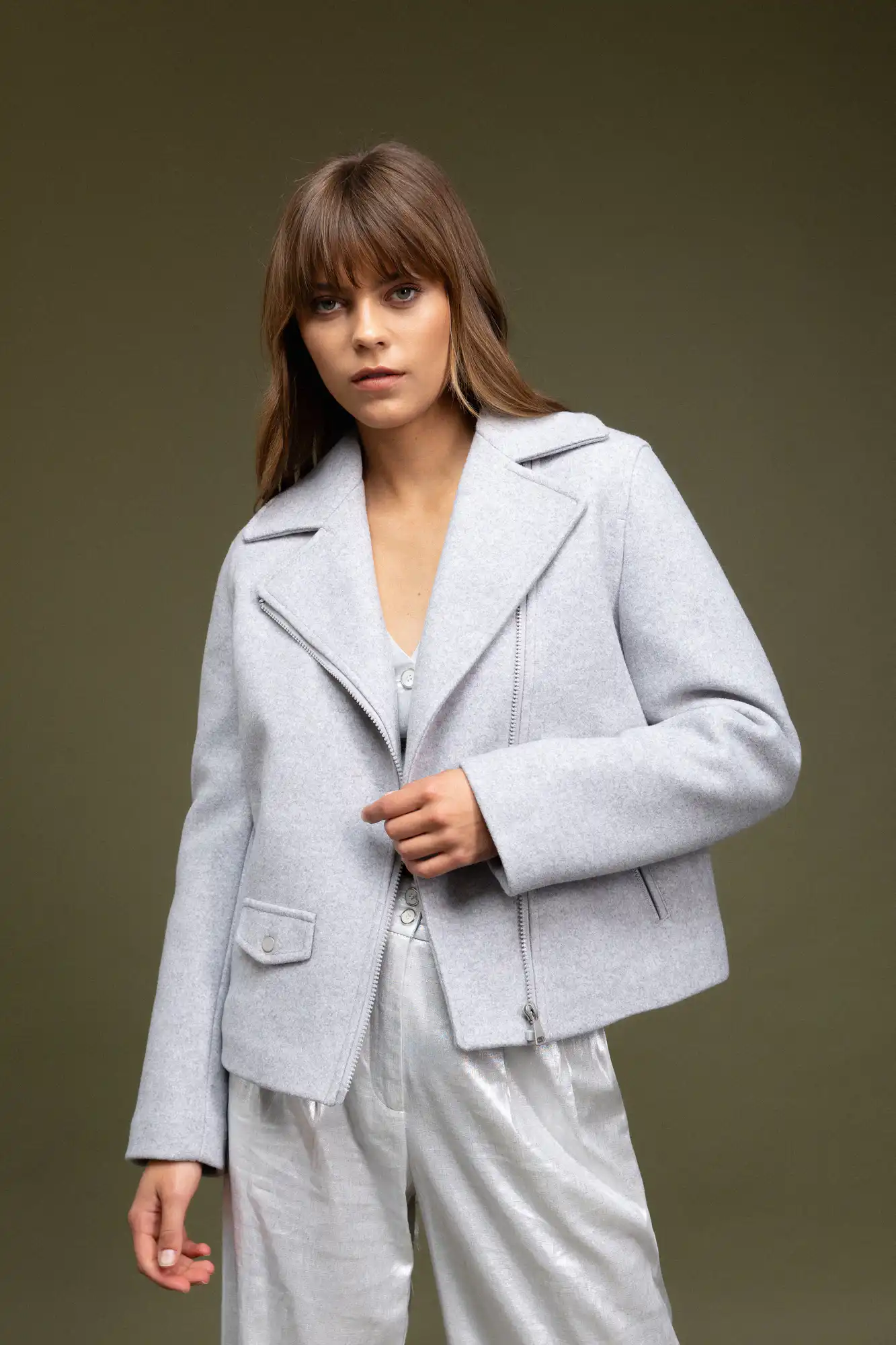 Biston fashion γυναικείο κοντό παλτό 52-101-046 LT GREY