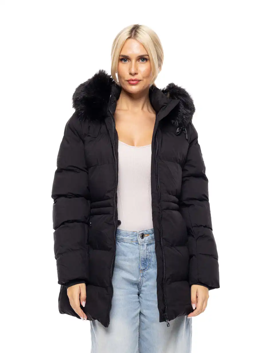 Biston fashion γυναικείο demi μπουφάν με αποσπώμενη κουκούλα 52-101-052 BLACK