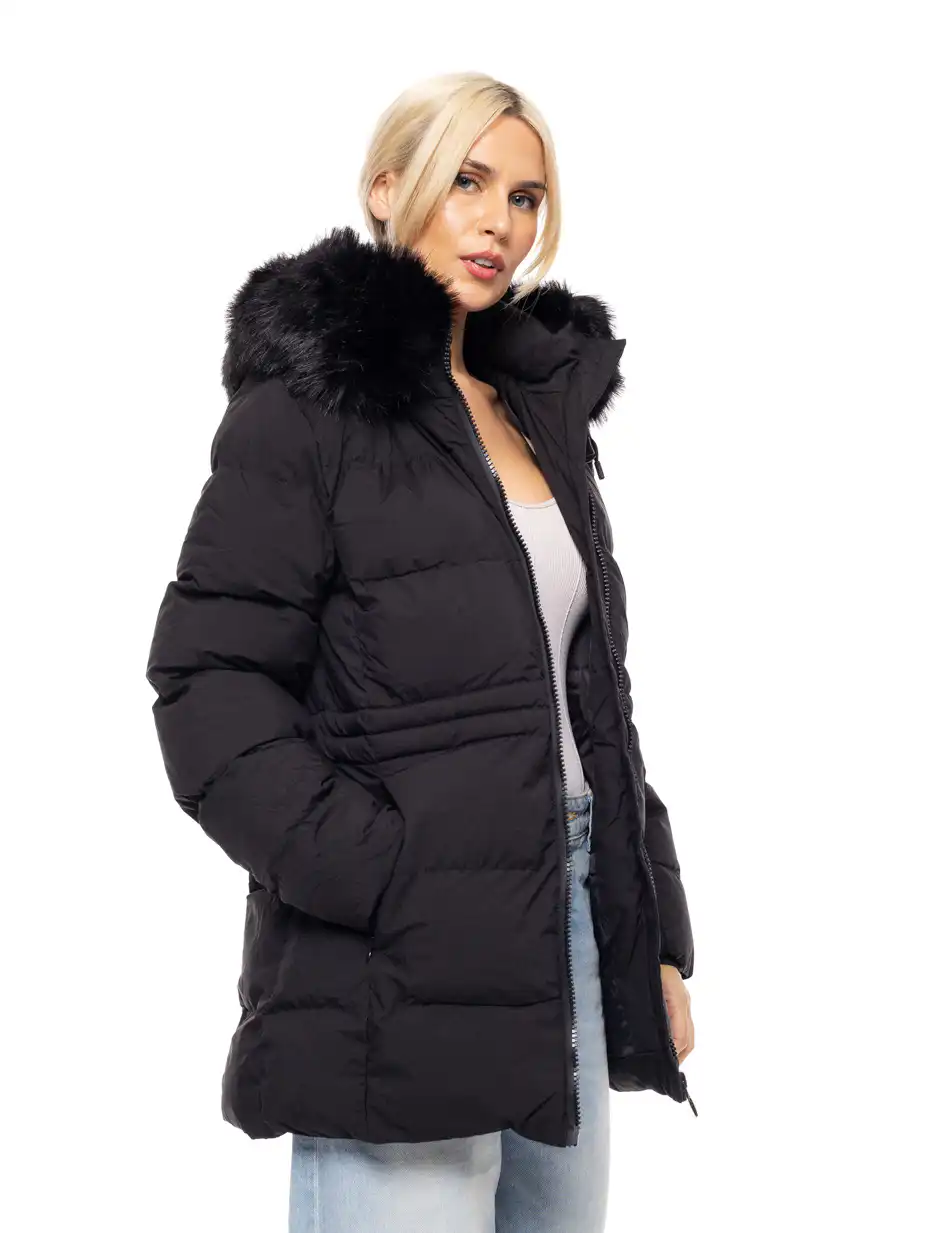 Biston fashion γυναικείο demi μπουφάν με αποσπώμενη κουκούλα 52-101-052 BLACK