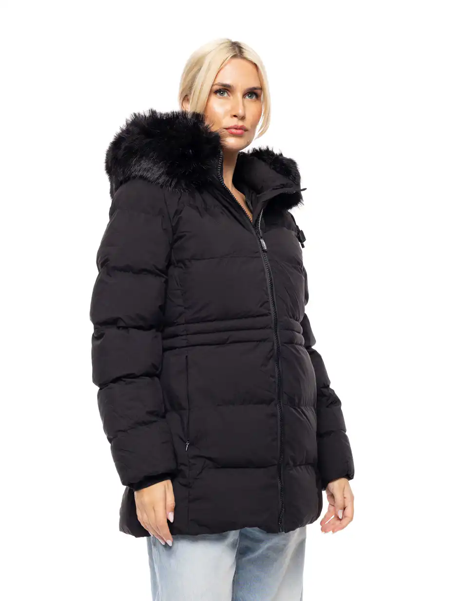 Biston fashion γυναικείο demi μπουφάν με αποσπώμενη κουκούλα 52-101-052 BLACK