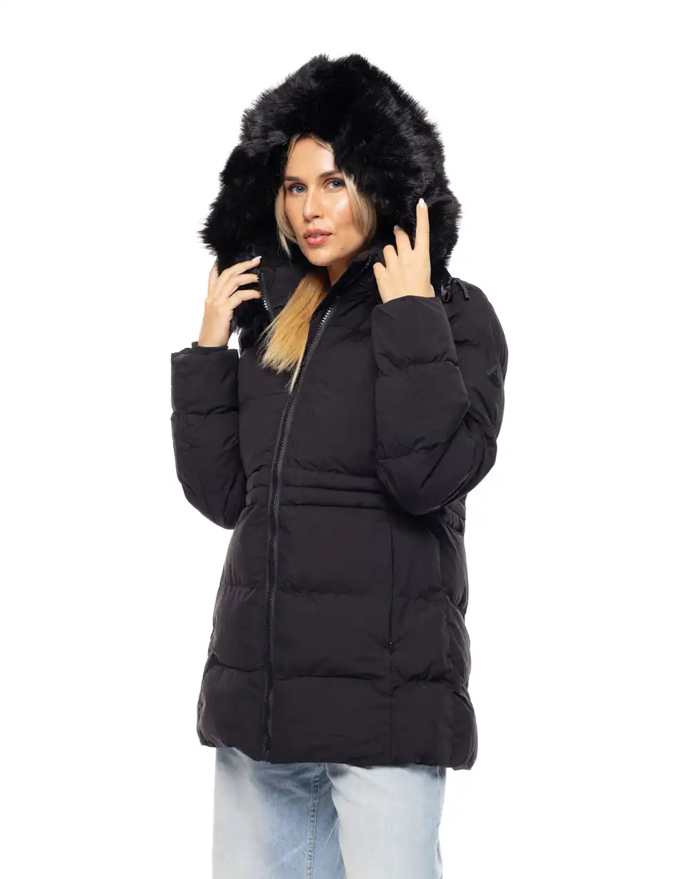 Biston fashion γυναικείο demi μπουφάν με αποσπώμενη κουκούλα 52-101-052 BLACK