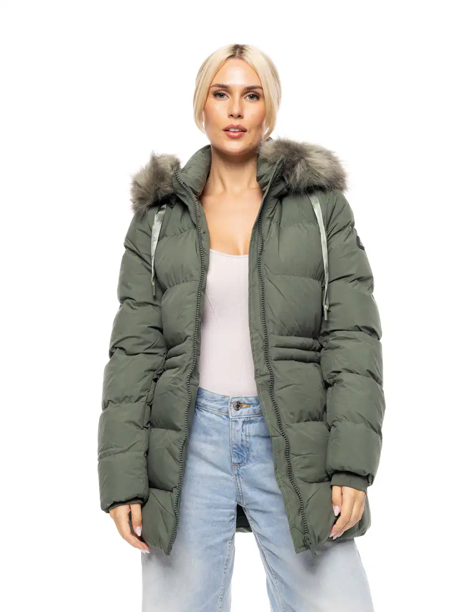 Biston fashion γυναικείο demi μπουφάν με αποσπώμενη κουκούλα 52-101-052 GREEN