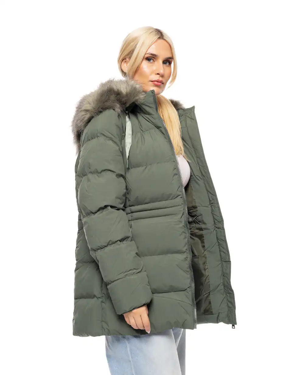 Biston fashion γυναικείο demi μπουφάν με αποσπώμενη κουκούλα 52-101-052 GREEN