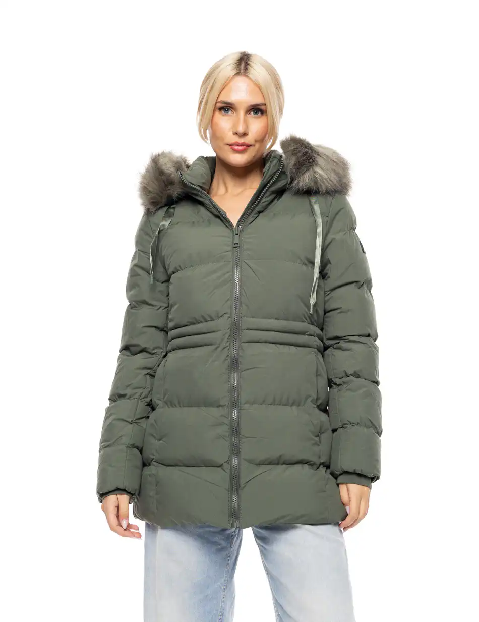 Biston fashion γυναικείο demi μπουφάν με αποσπώμενη κουκούλα 52-101-052 GREEN