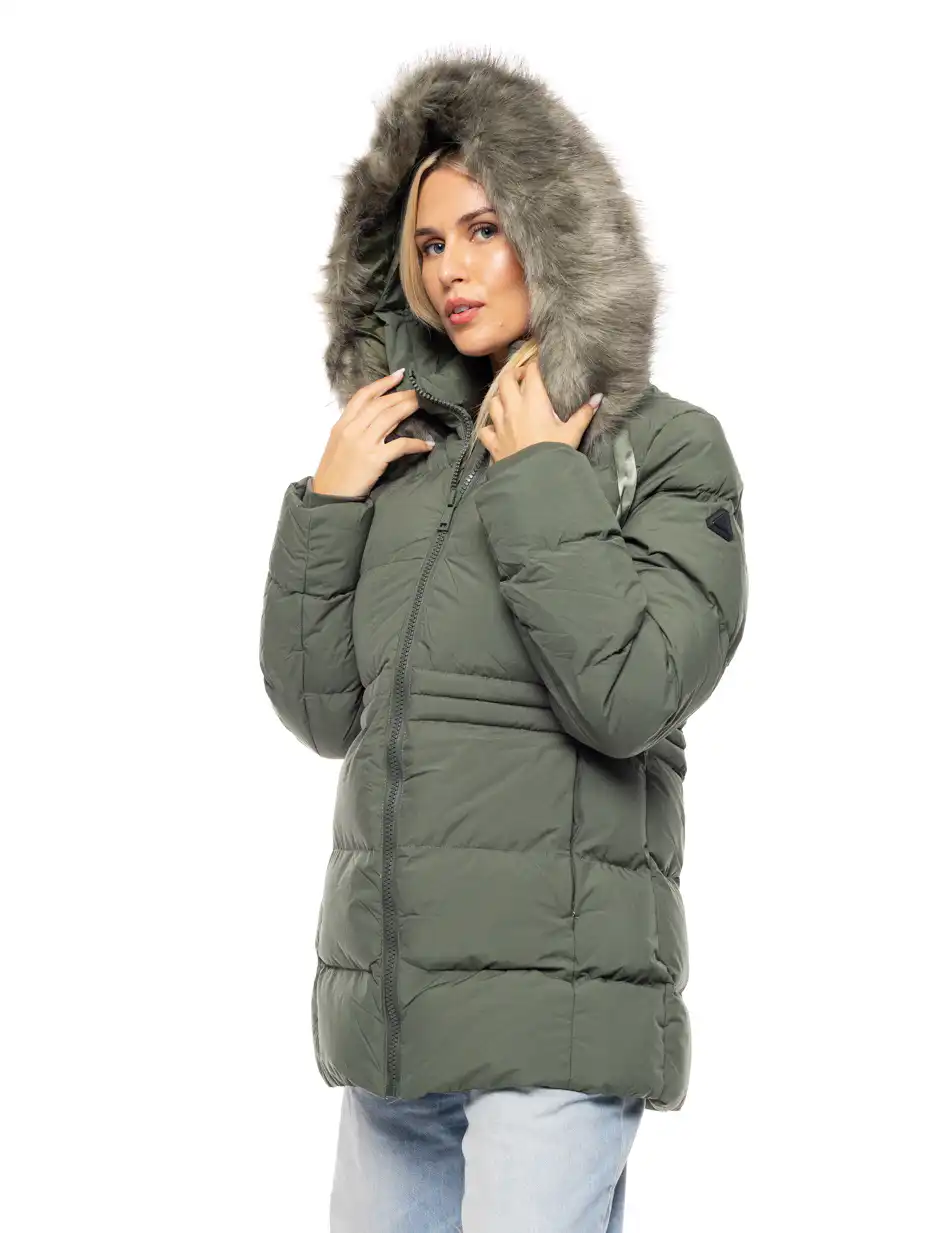 Biston fashion γυναικείο demi μπουφάν με αποσπώμενη κουκούλα 52-101-052 GREEN