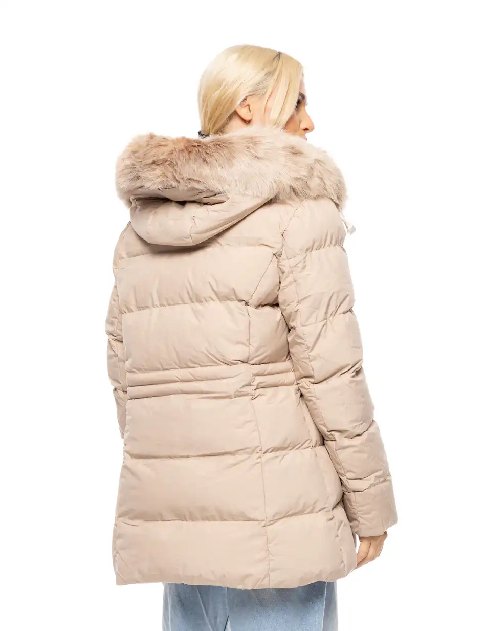 Biston fashion γυναικείο demi μπουφάν με αποσπώμενη κουκούλα 52-101-052 BEIGE